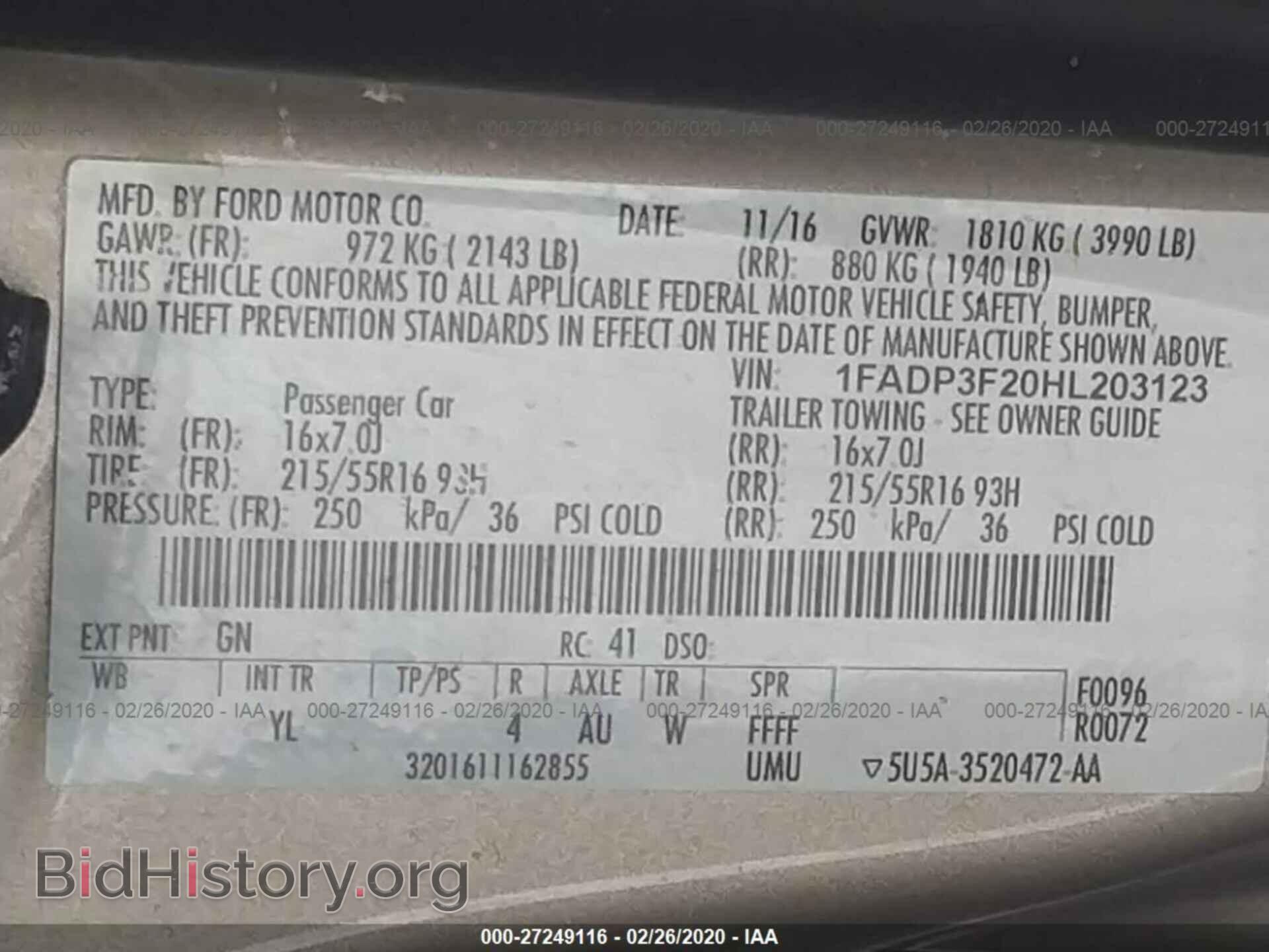 2017 FORD FOCUS - VIN: 1FADP3F20HL203123 - Фото 9
