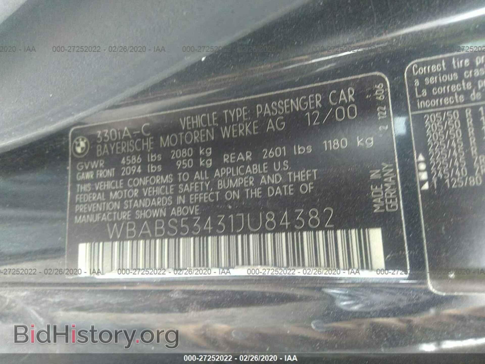 2001 BMW 330 - VIN: WBABS53431JU84382 - Фото 9
