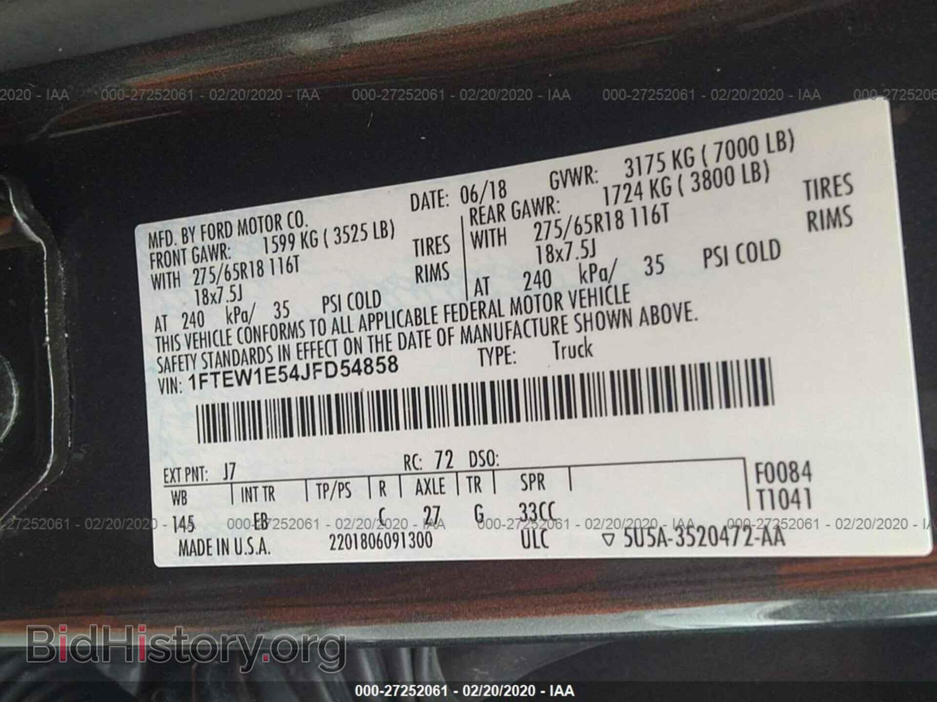 2018 FORD F150 - VIN: 1FTEW1E54JFD54858 - Фото 9