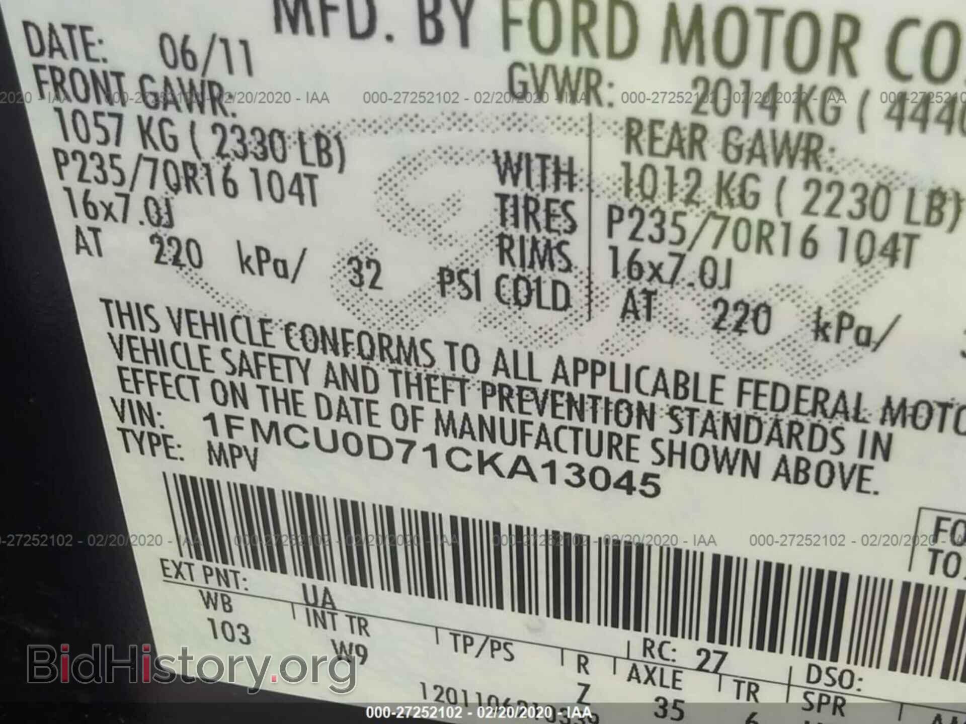 2012 FORD ESCAPE - VIN: 1FMCU0D71CKA13045 - Photo 9
