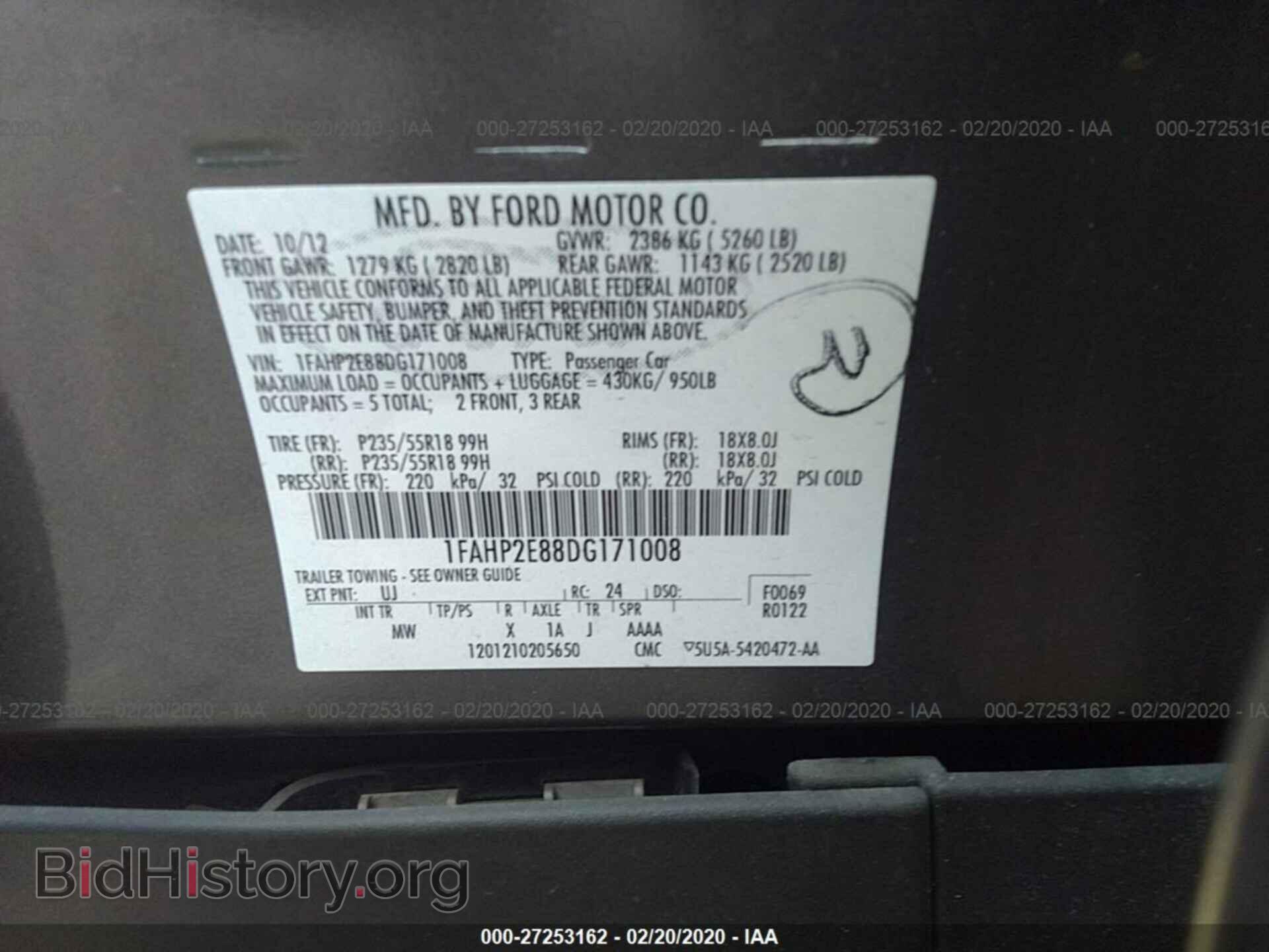 2013 FORD TAURUS - VIN: 1FAHP2E88DG171008 - Фото 9