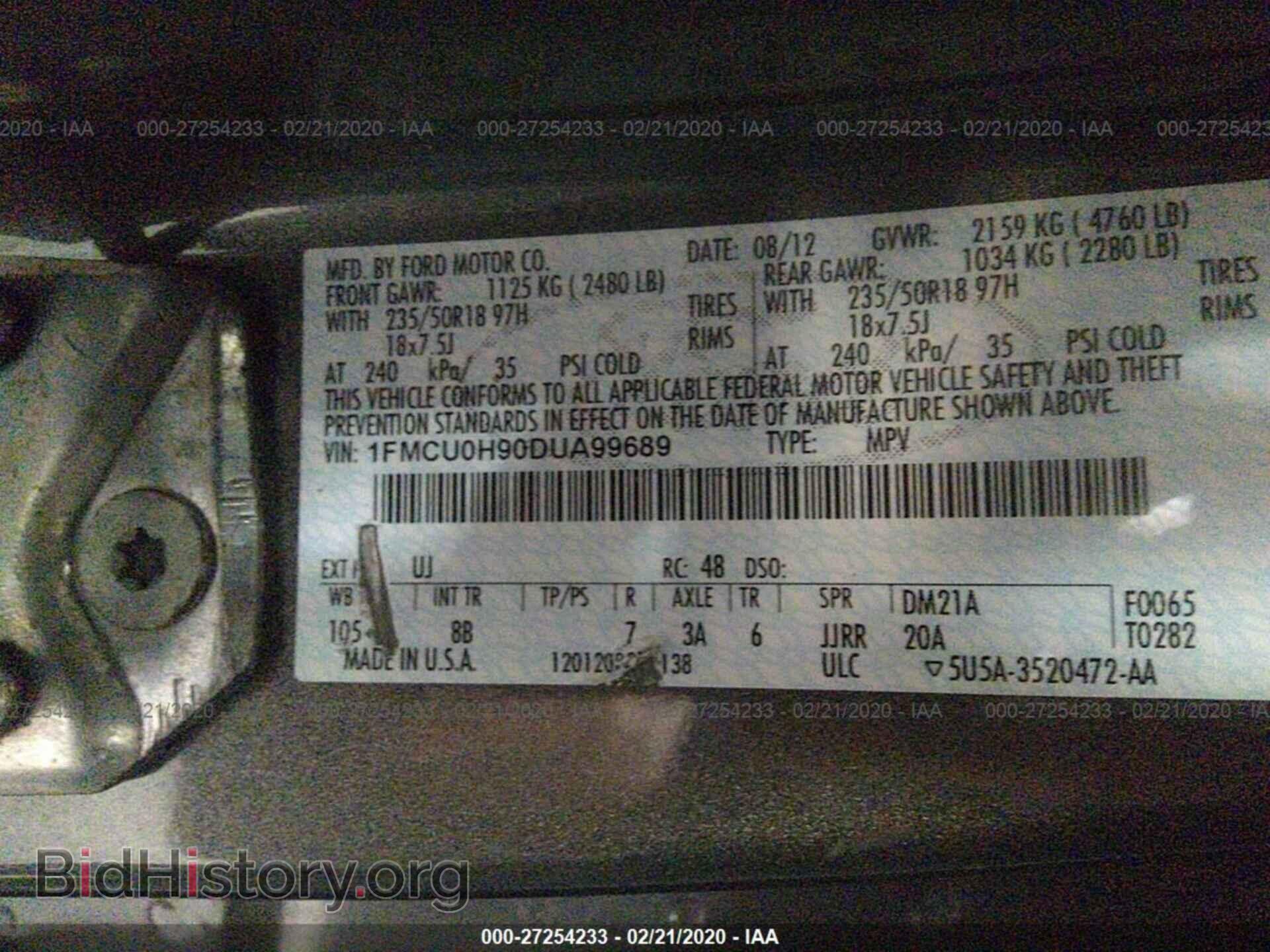 2013 FORD ESCAPE - VIN: 1FMCU0H90DUA99689 - Фото 9