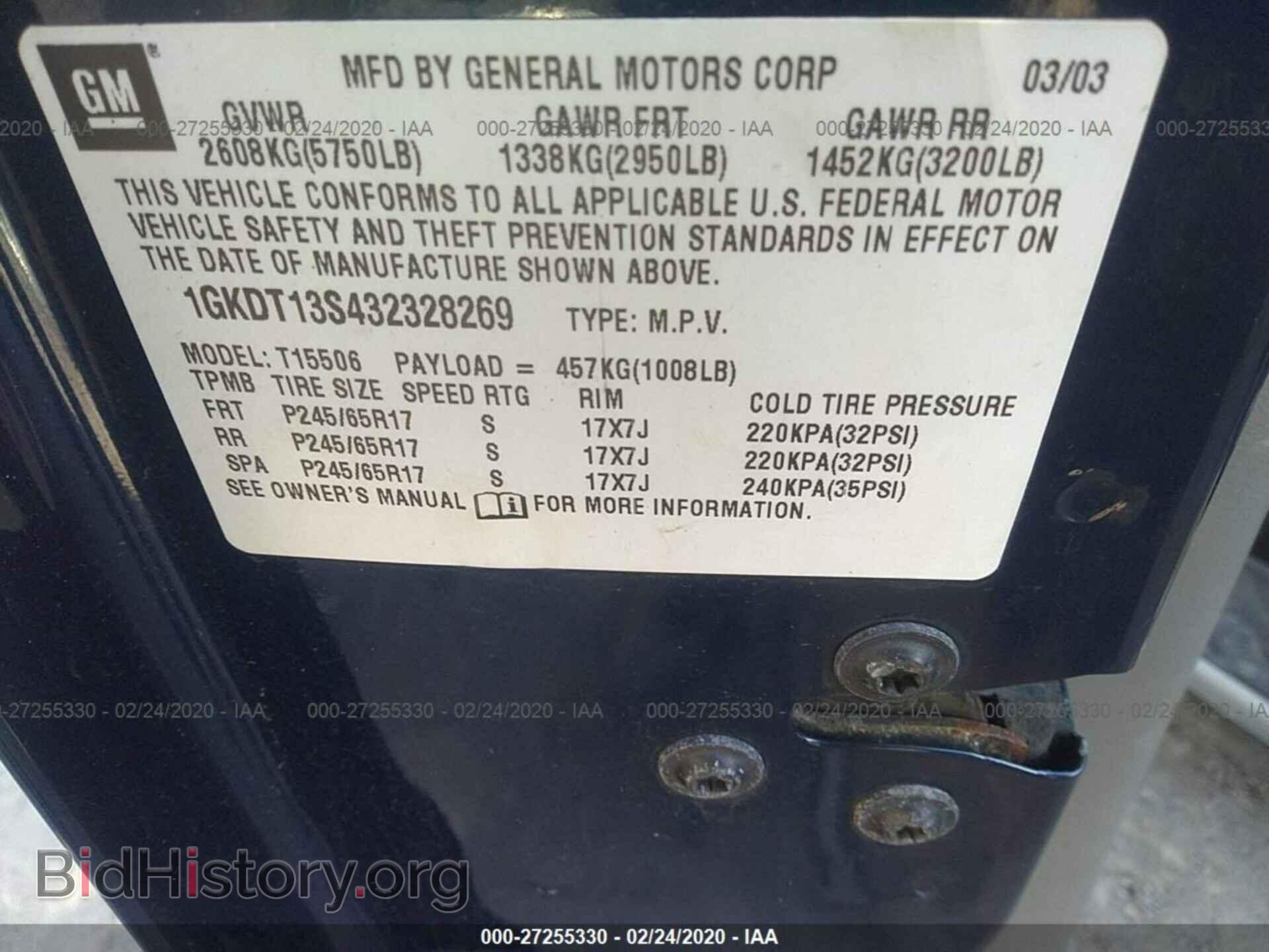 2003 GMC ENVOY - VIN: 1GKDT13S432328269 - Фото 9