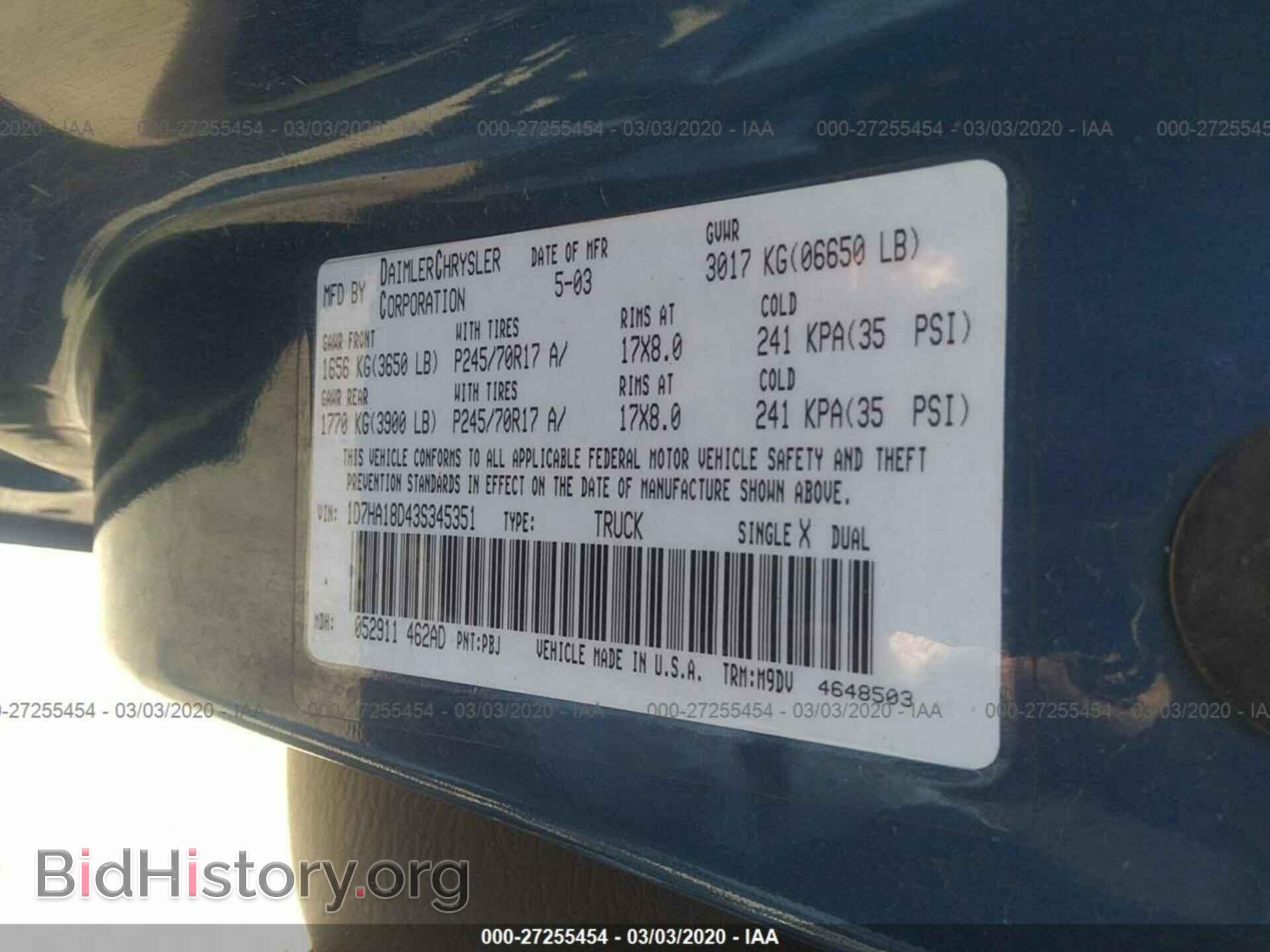 2003 DODGE RAM 1500 - VIN: 1D7HA18D43S345351 - Photo 9