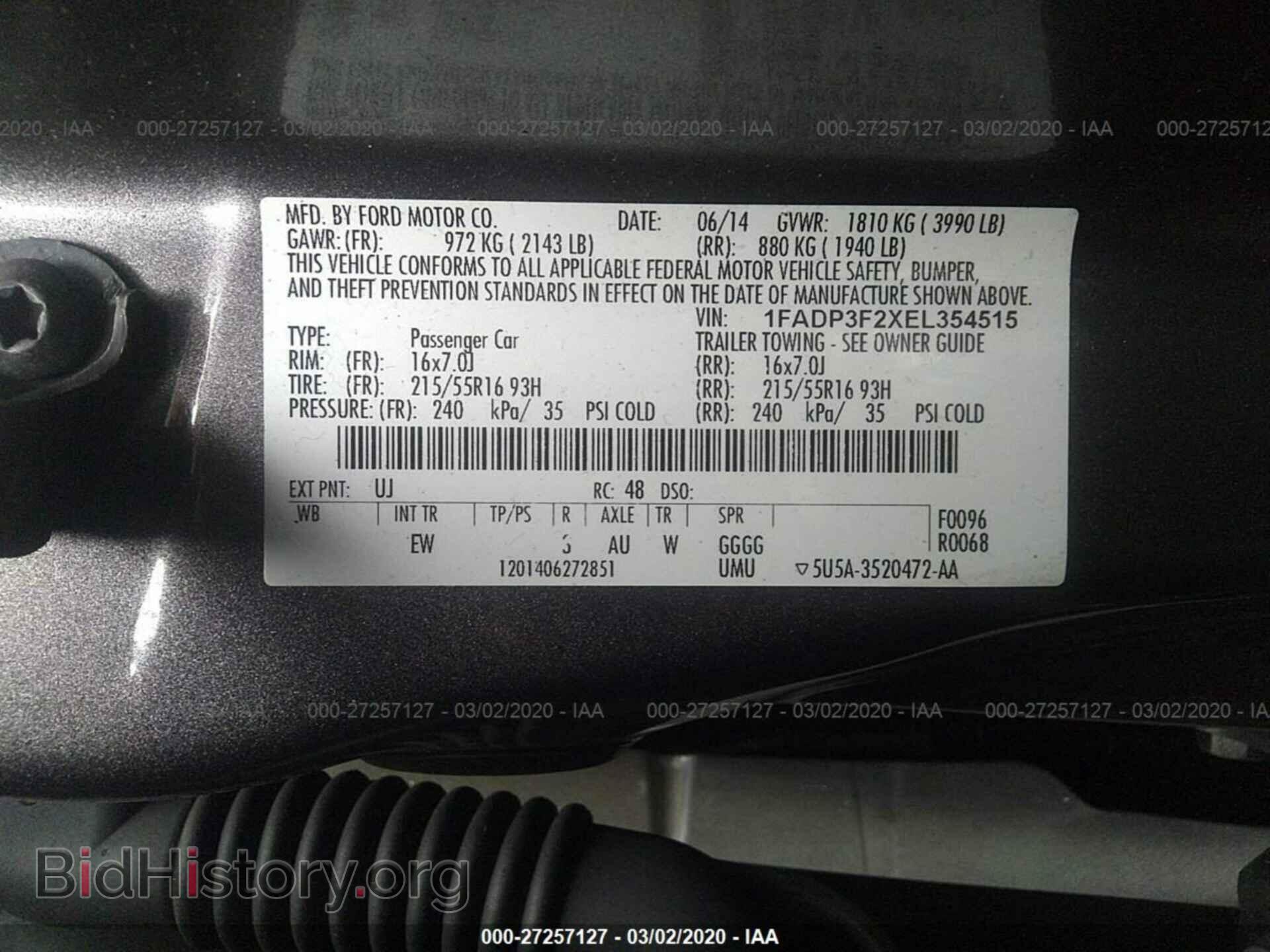 2014 FORD FOCUS - VIN: 1FADP3F2XEL354515 - Фото 9