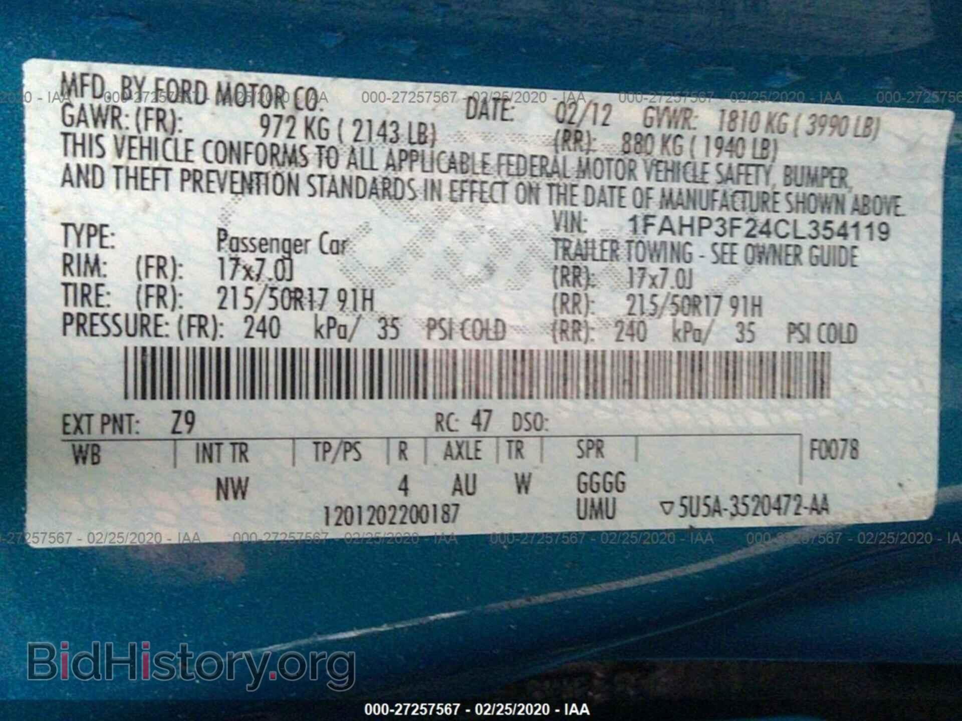 2012 FORD FOCUS - VIN: 1FAHP3F24CL354119 - Фото 9