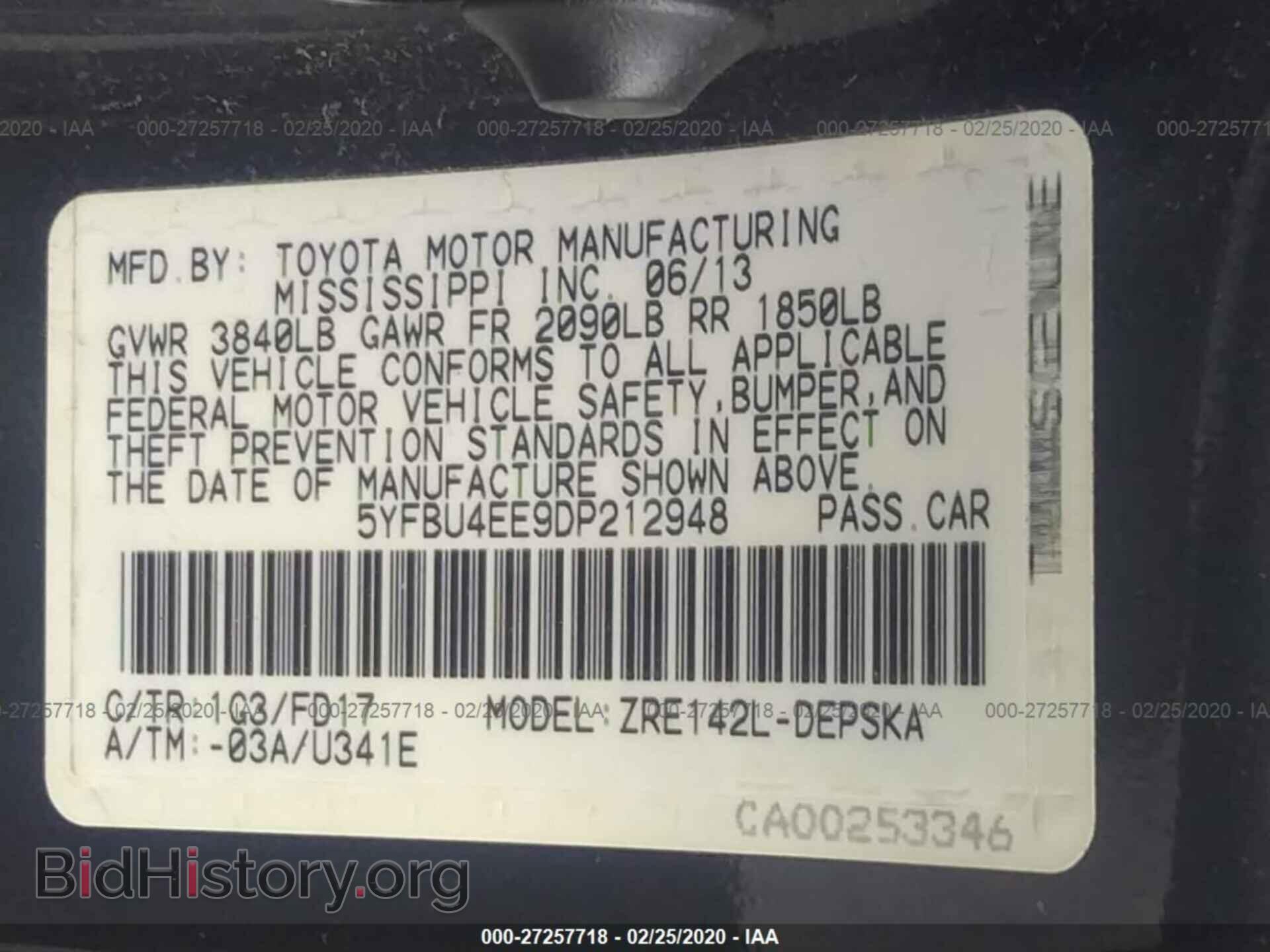 2013 TOYOTA COROLLA - VIN: 5YFBU4EE9DP212948 - Фото 9