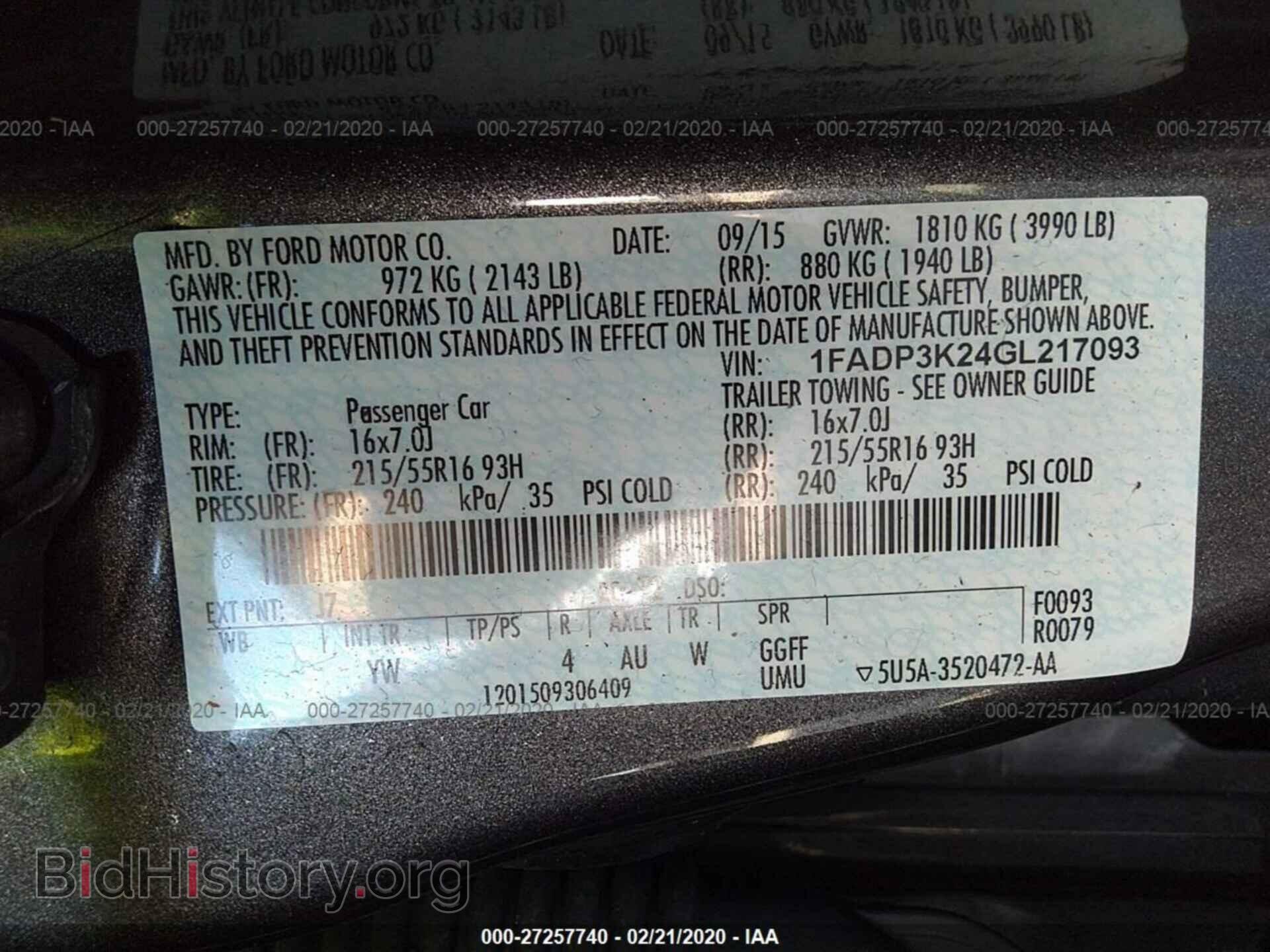 2016 FORD FOCUS - VIN: 1FADP3K24GL217093 - Фото 9