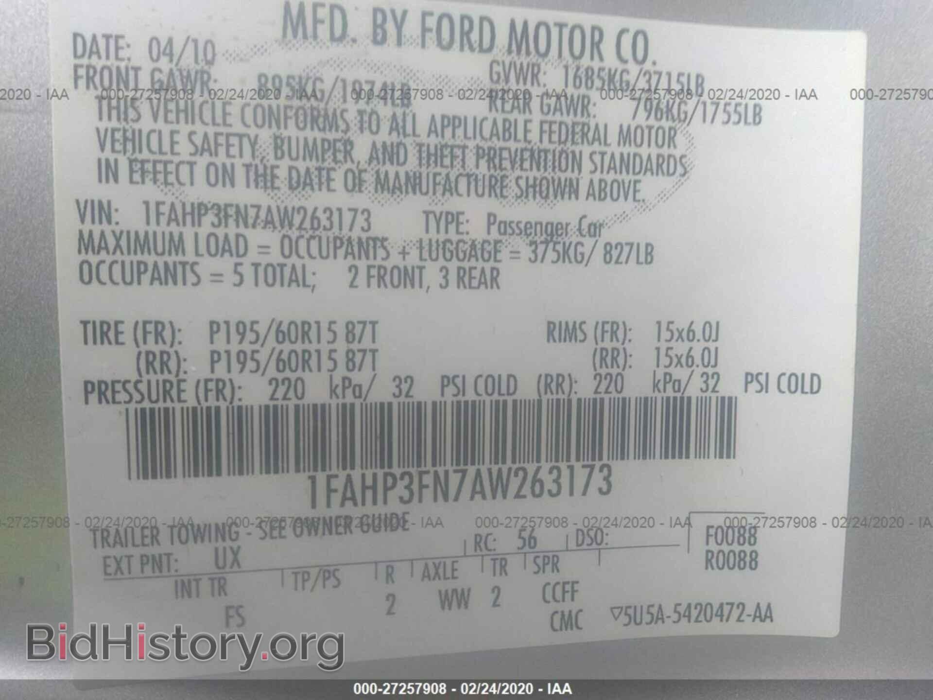 2010 FORD FOCUS - VIN: 1FAHP3FN7AW263173 - Фото 9