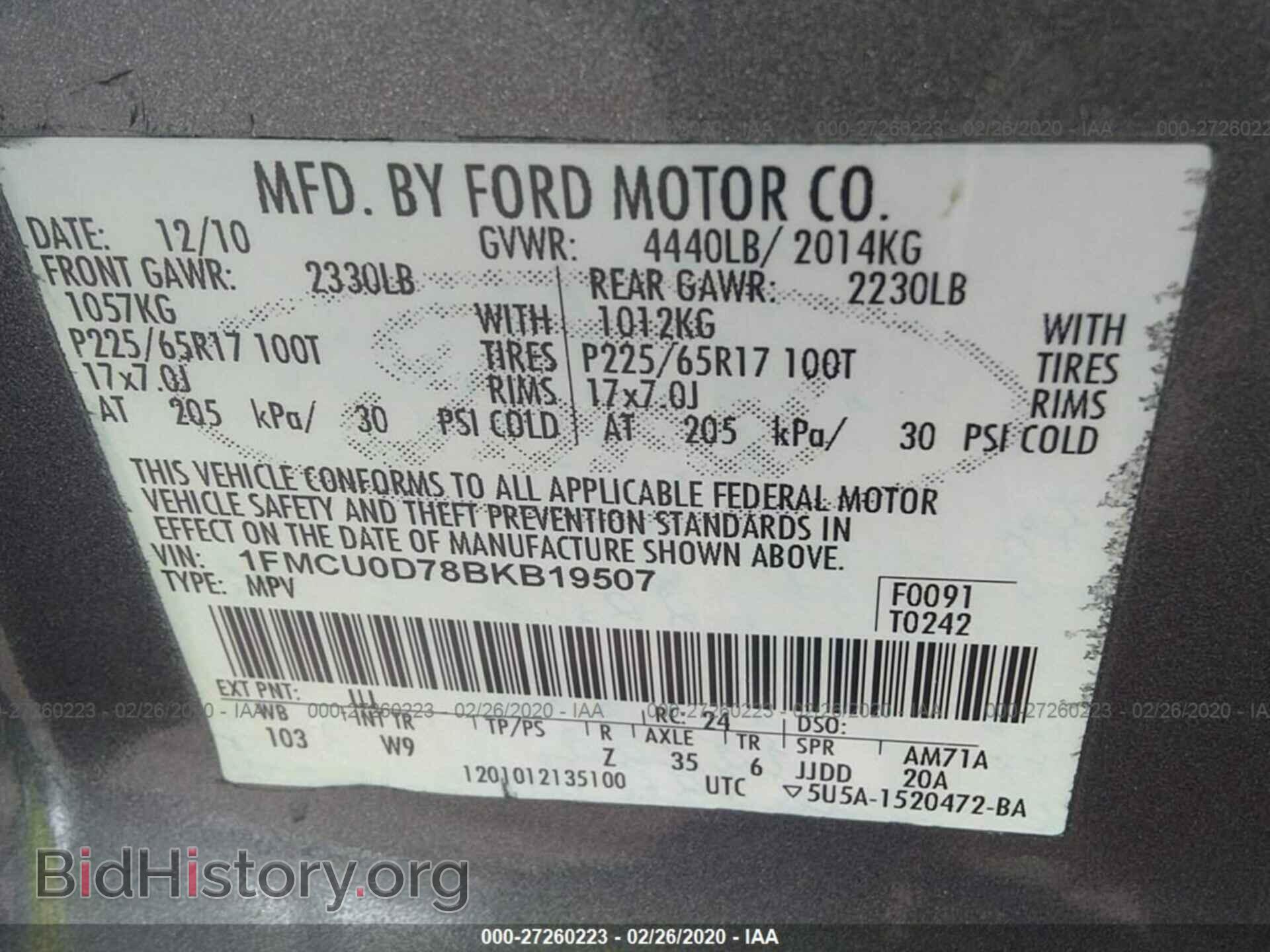 2011 FORD ESCAPE - VIN: 1FMCU0D78BKB19507 - Photo 9