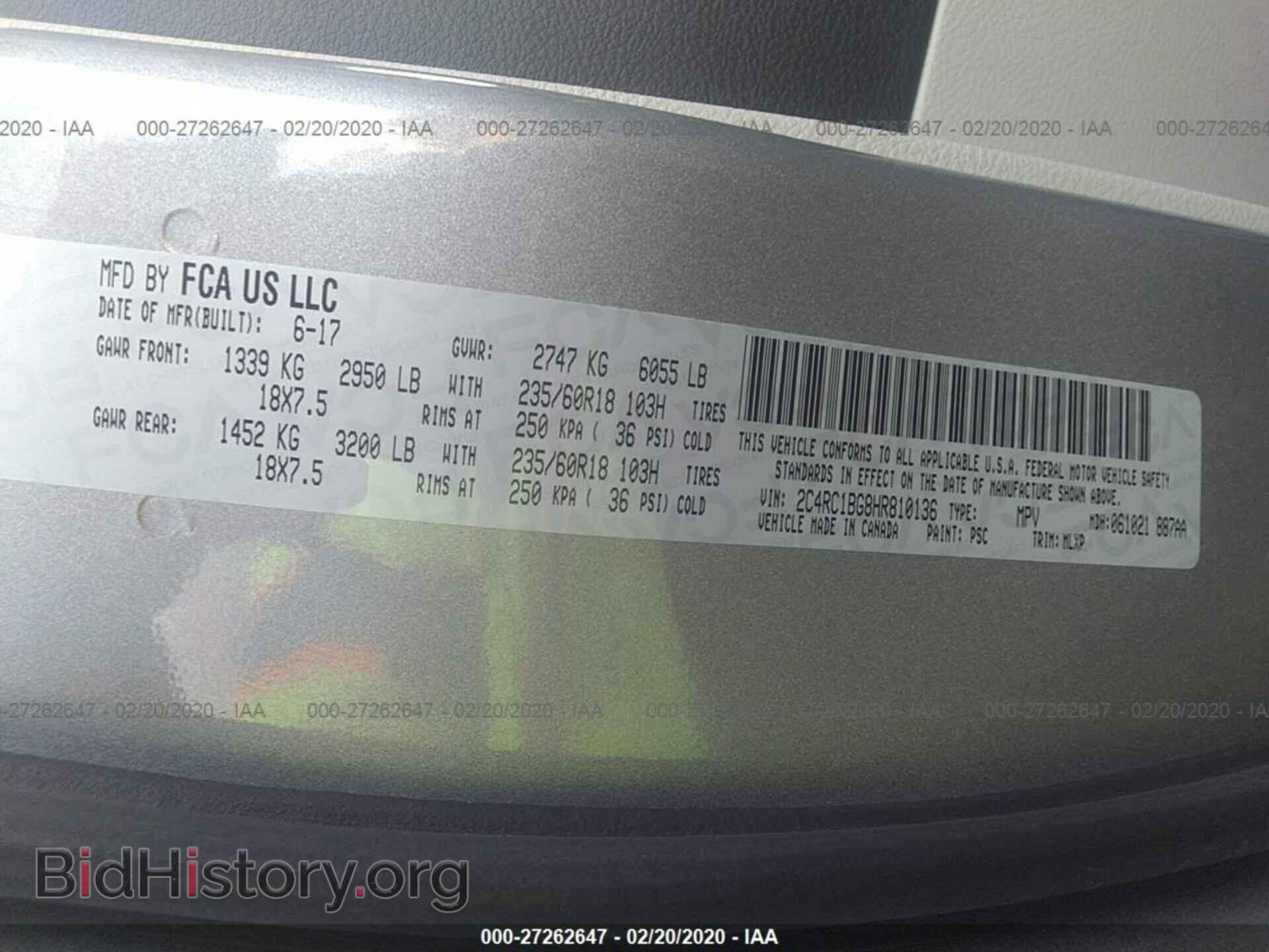 2017 CHRYSLER PACIFICA - VIN: 2C4RC1BG8HR810136 - Photo 9