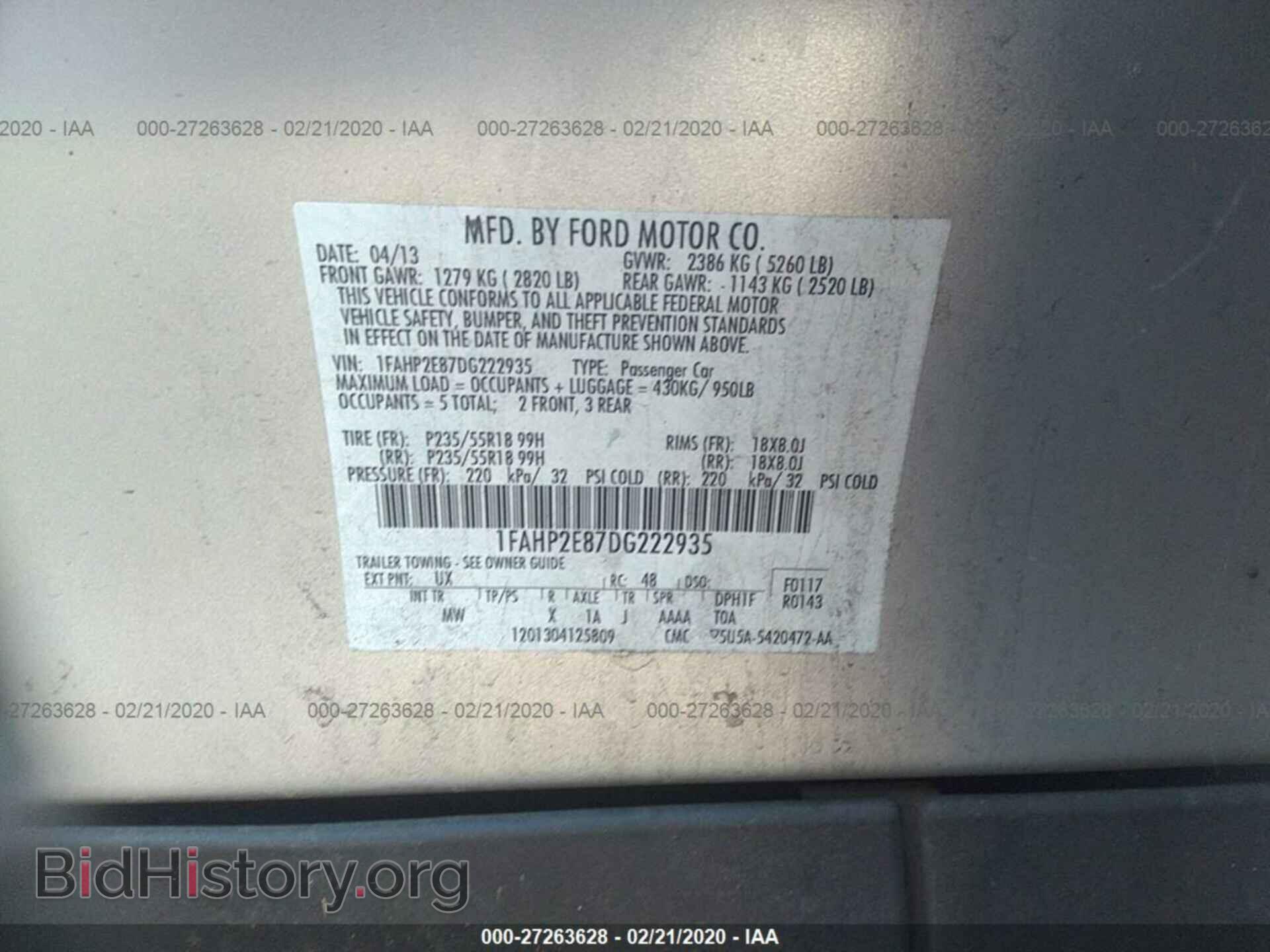 2013 FORD TAURUS - VIN: 1FAHP2E87DG222935 - Photo 9