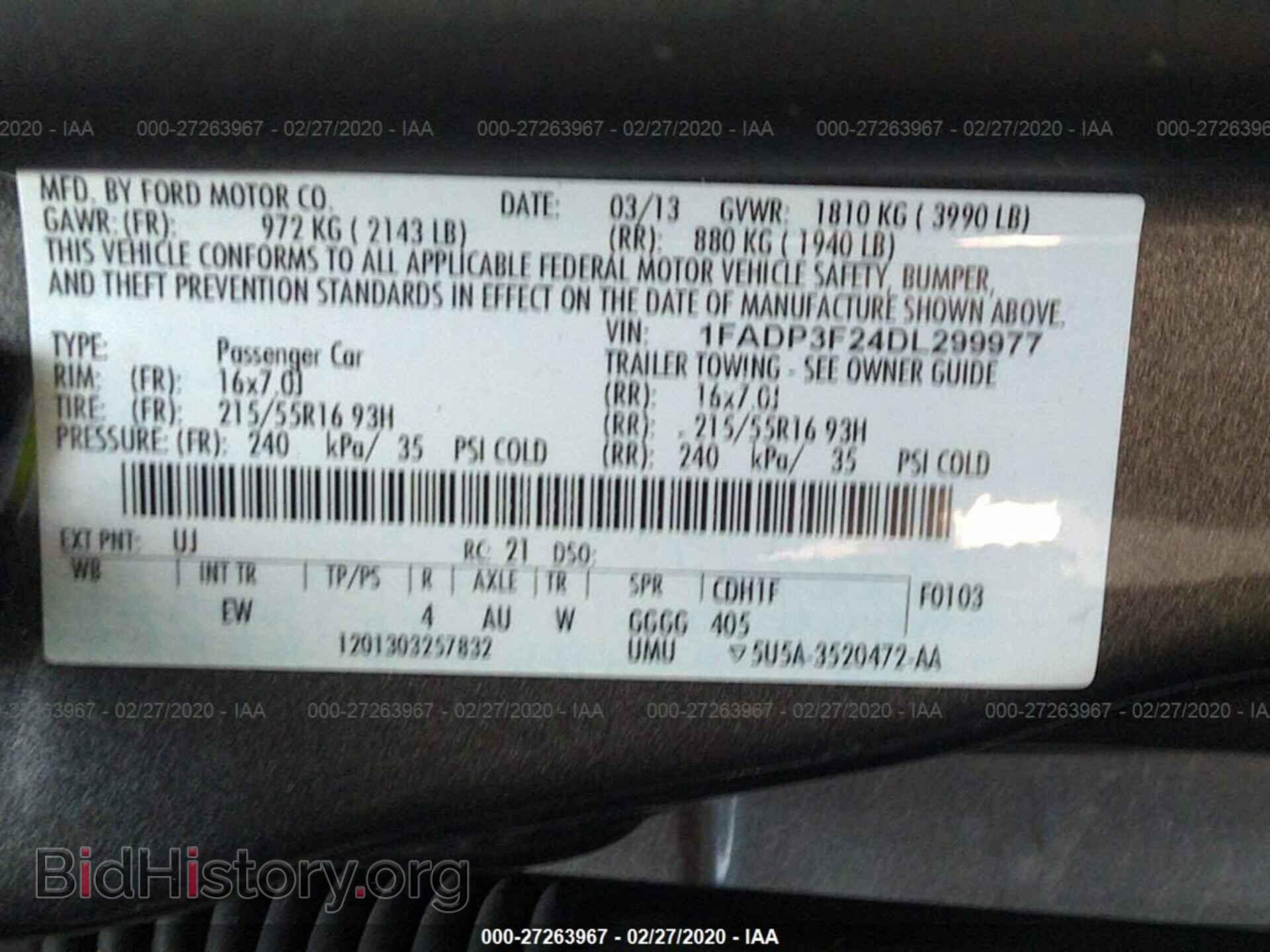 2013 FORD FOCUS - VIN: 1FADP3F24DL299977 - Фото 9