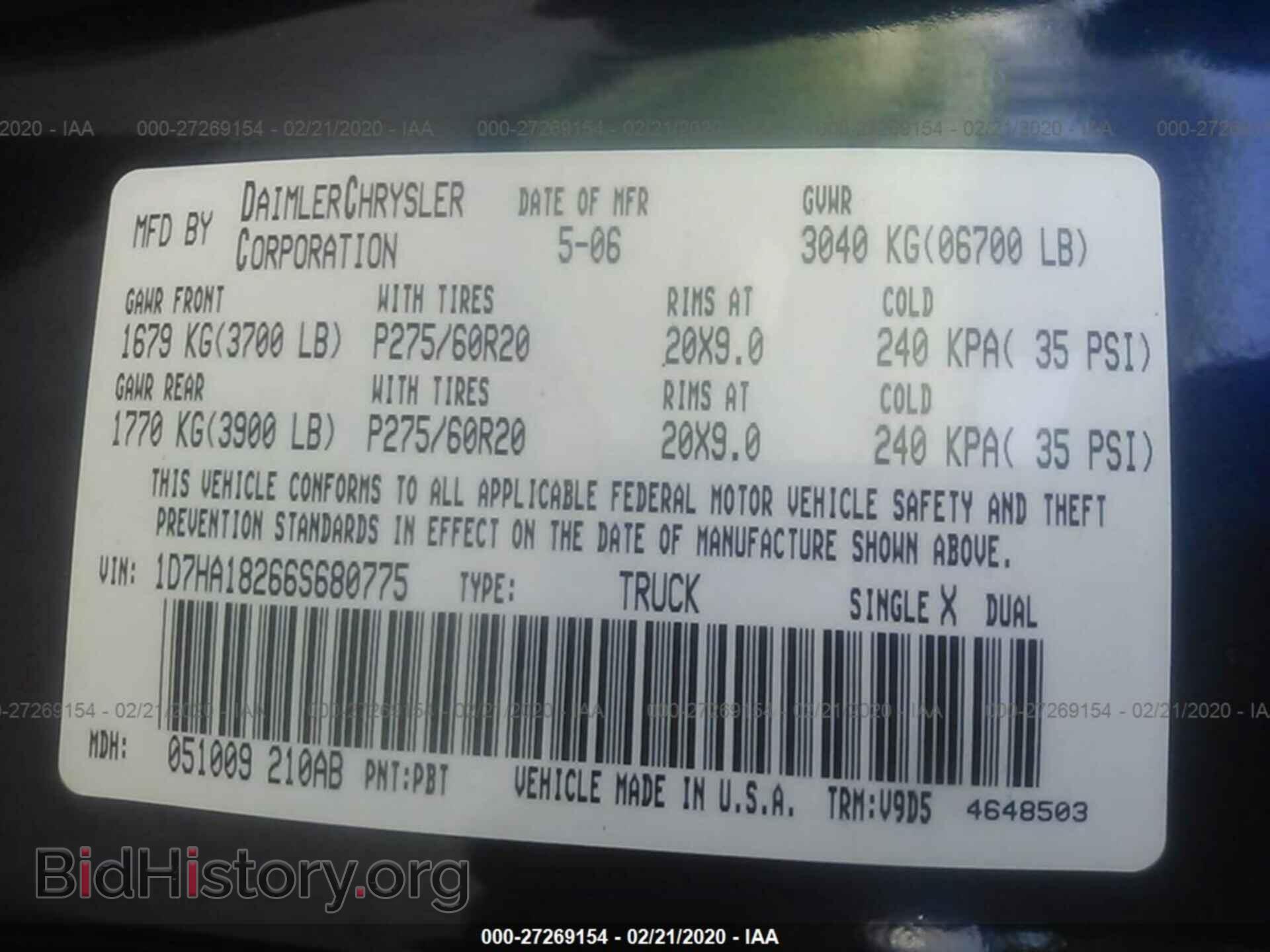 2006 DODGE RAM 1500 - VIN: 1D7HA18266S680775 - Фото 9
