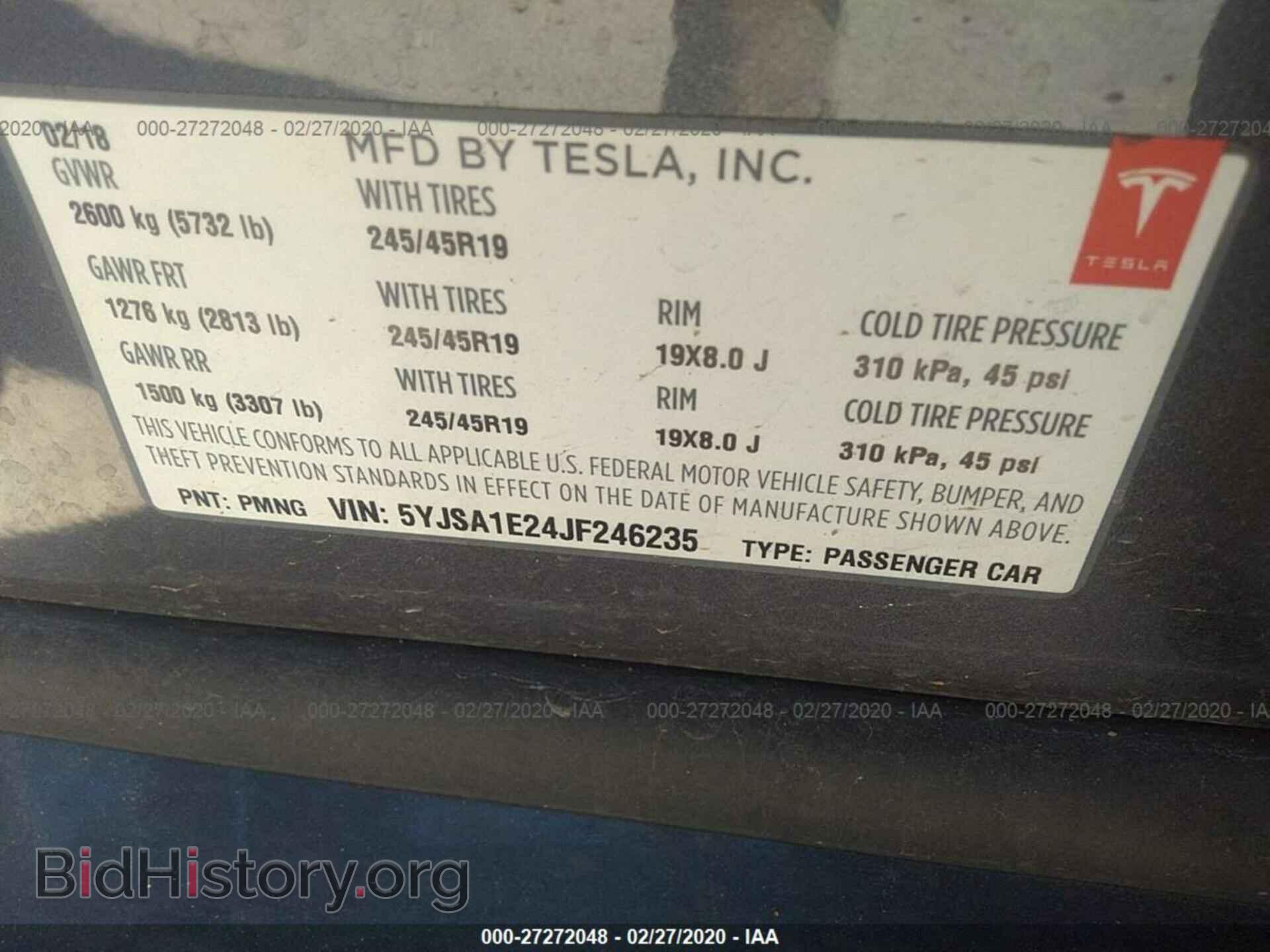 2018 TESLA MODEL S - VIN: 5YJSA1E24JF246235 - Photo 9