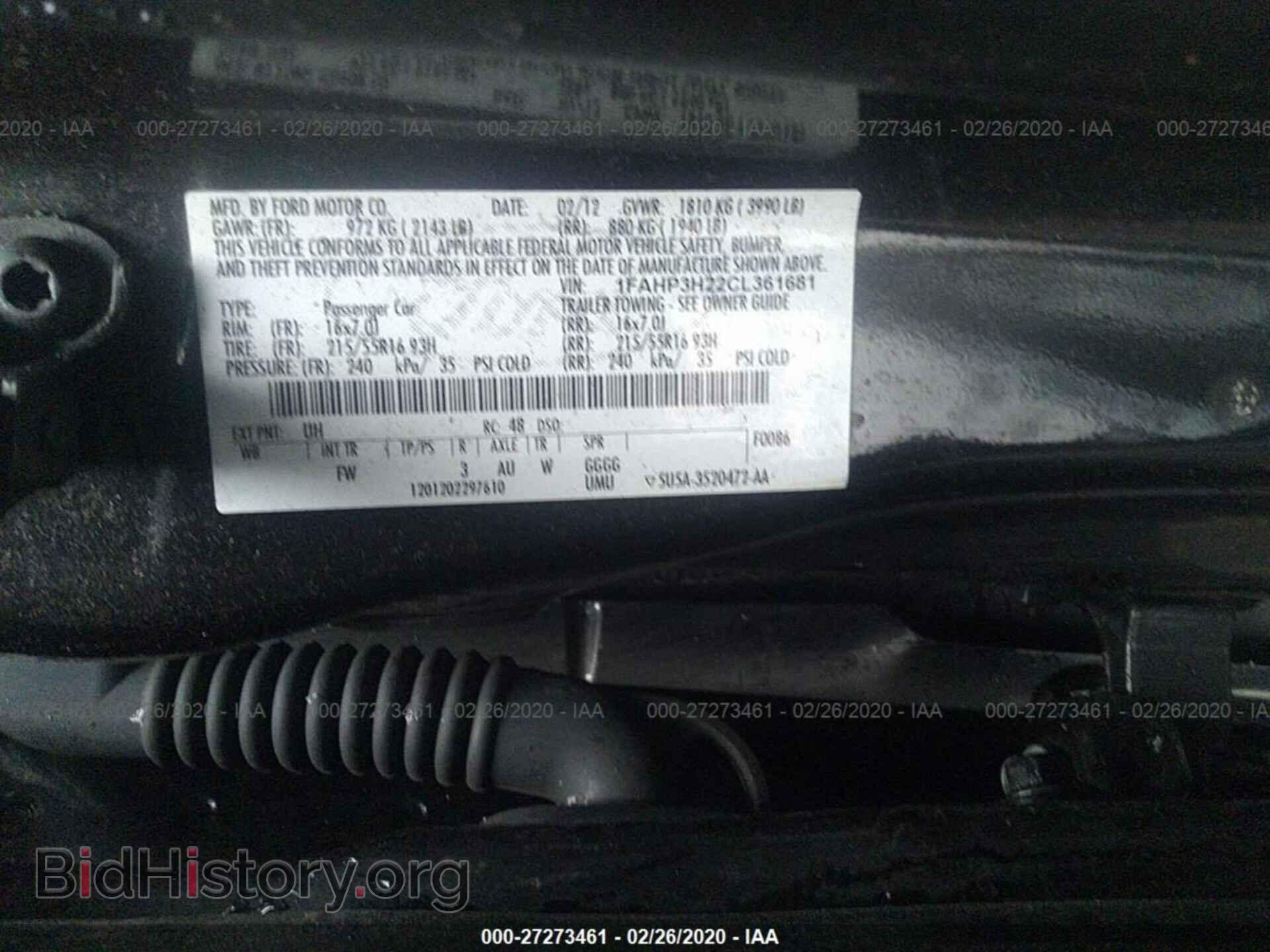 2012 FORD FOCUS - VIN: 1FAHP3H22CL361681 - Фото 9