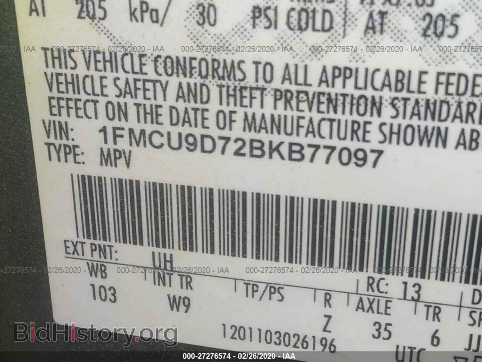 2011 FORD ESCAPE - VIN: 1FMCU9D72BKB77097 - Photo 9