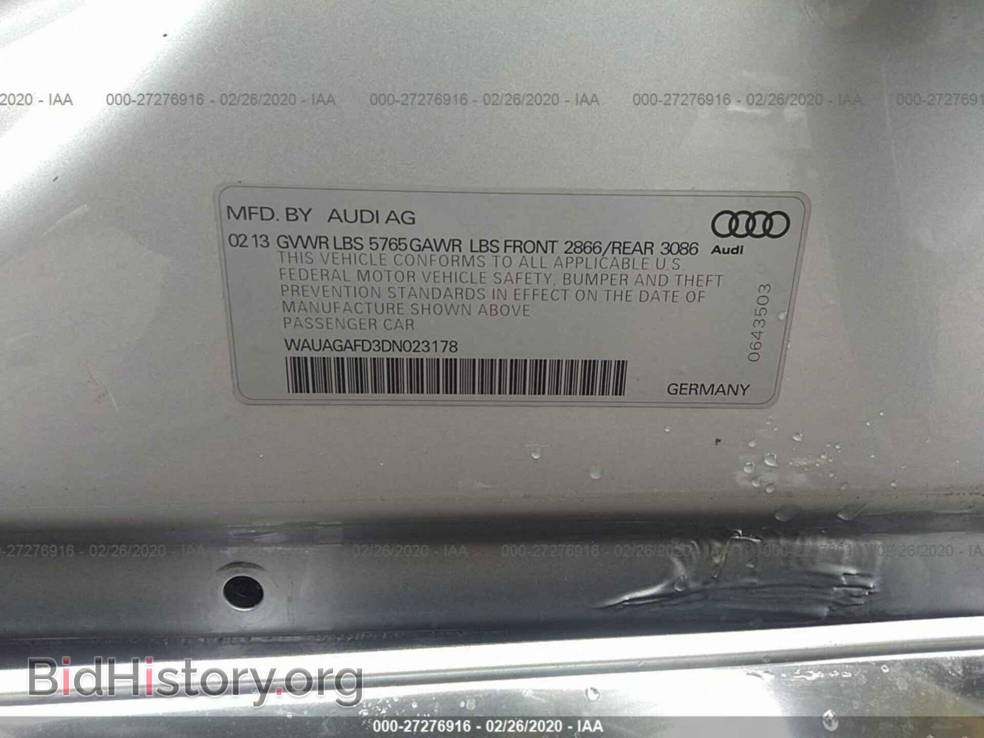 2013 AUDI A8 - VIN: WAUAGAFD3DN023178 - Фото 9
