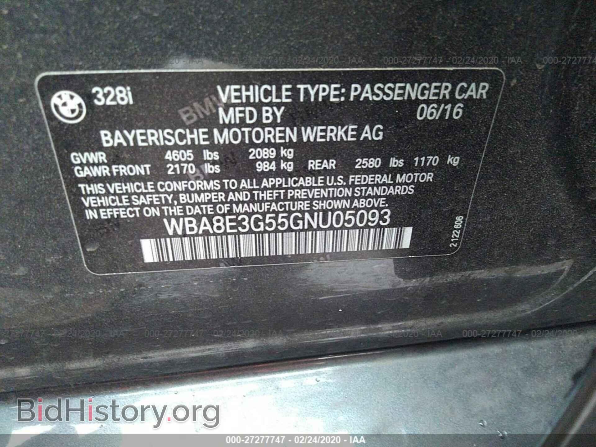 2016 BMW 328 - VIN: WBA8E3G55GNU05093 - Фото 9