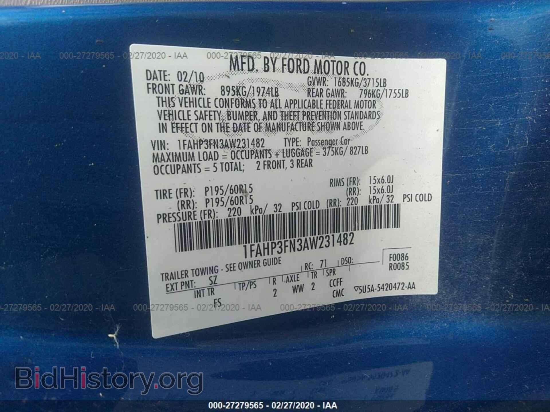 2010 FORD FOCUS - VIN: 1FAHP3FN3AW231482 - Фото 9