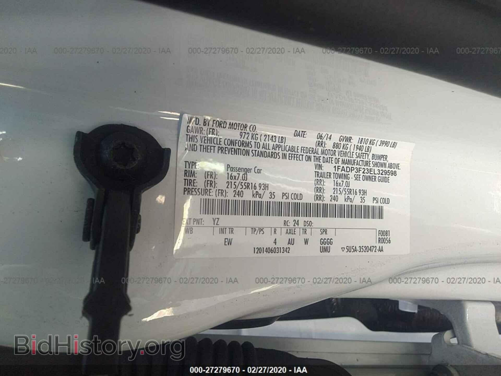 2014 FORD FOCUS - VIN: 1FADP3F23EL329598 - Фото 9