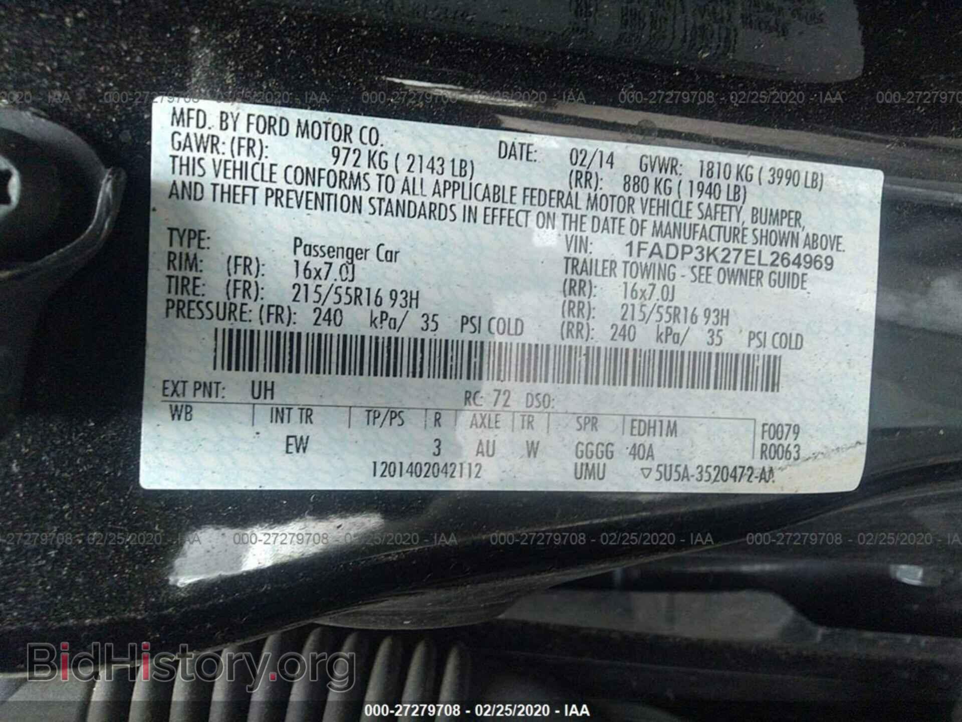 2014 FORD FOCUS - VIN: 1FADP3K27EL264969 - Фото 9