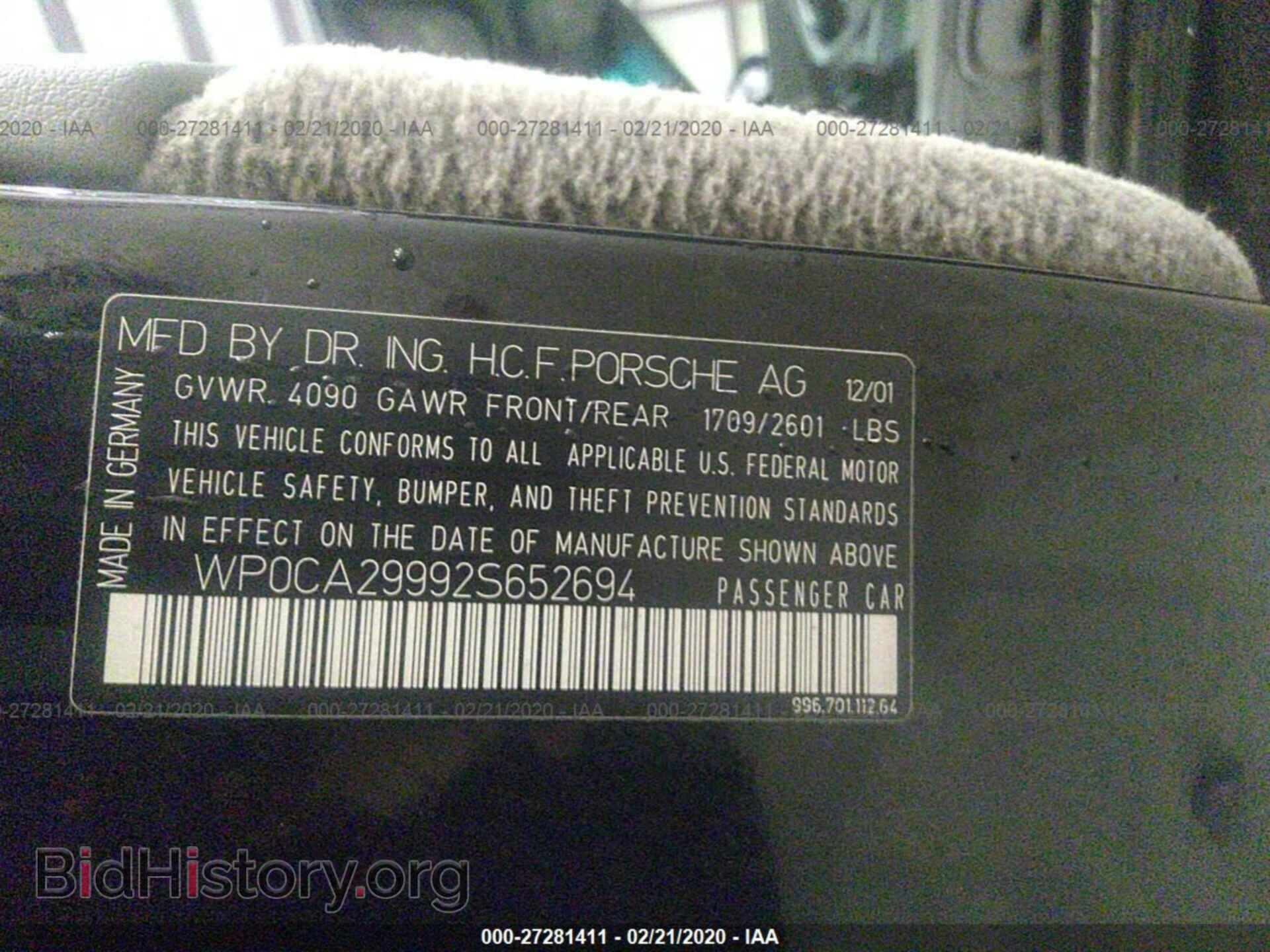 2002 PORSCHE 911 - VIN: WP0CA29992S652694 - Фото 9