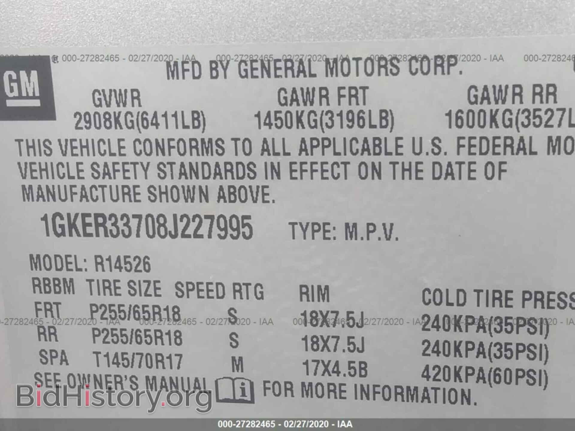 2008 GMC ACADIA - VIN: 1GKER33708J227995 - Фото 9