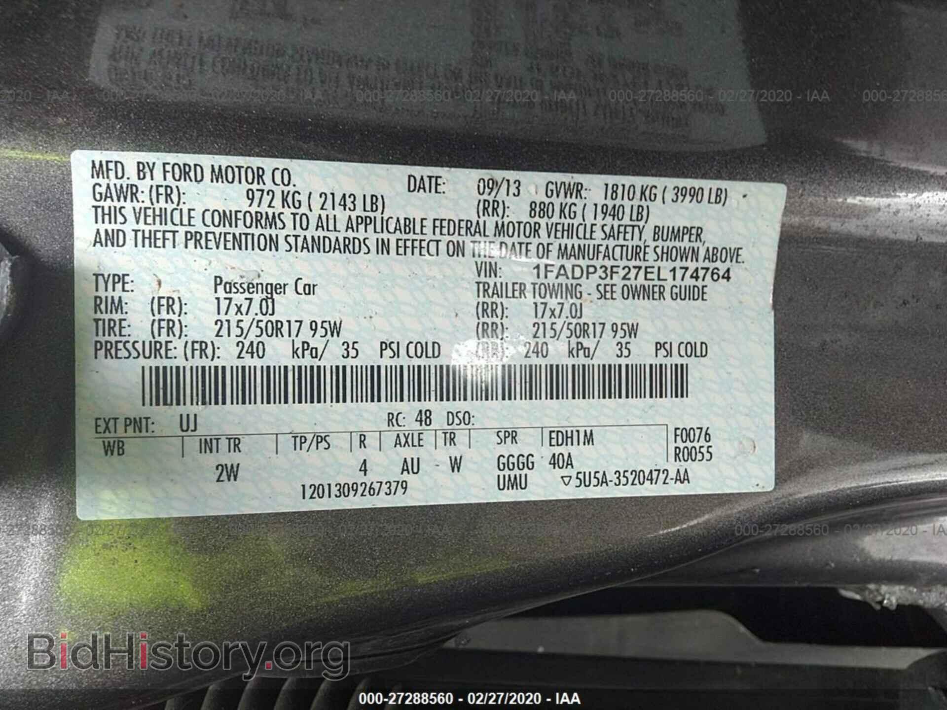 2014 FORD FOCUS - VIN: 1FADP3F27EL174764 - Фото 9