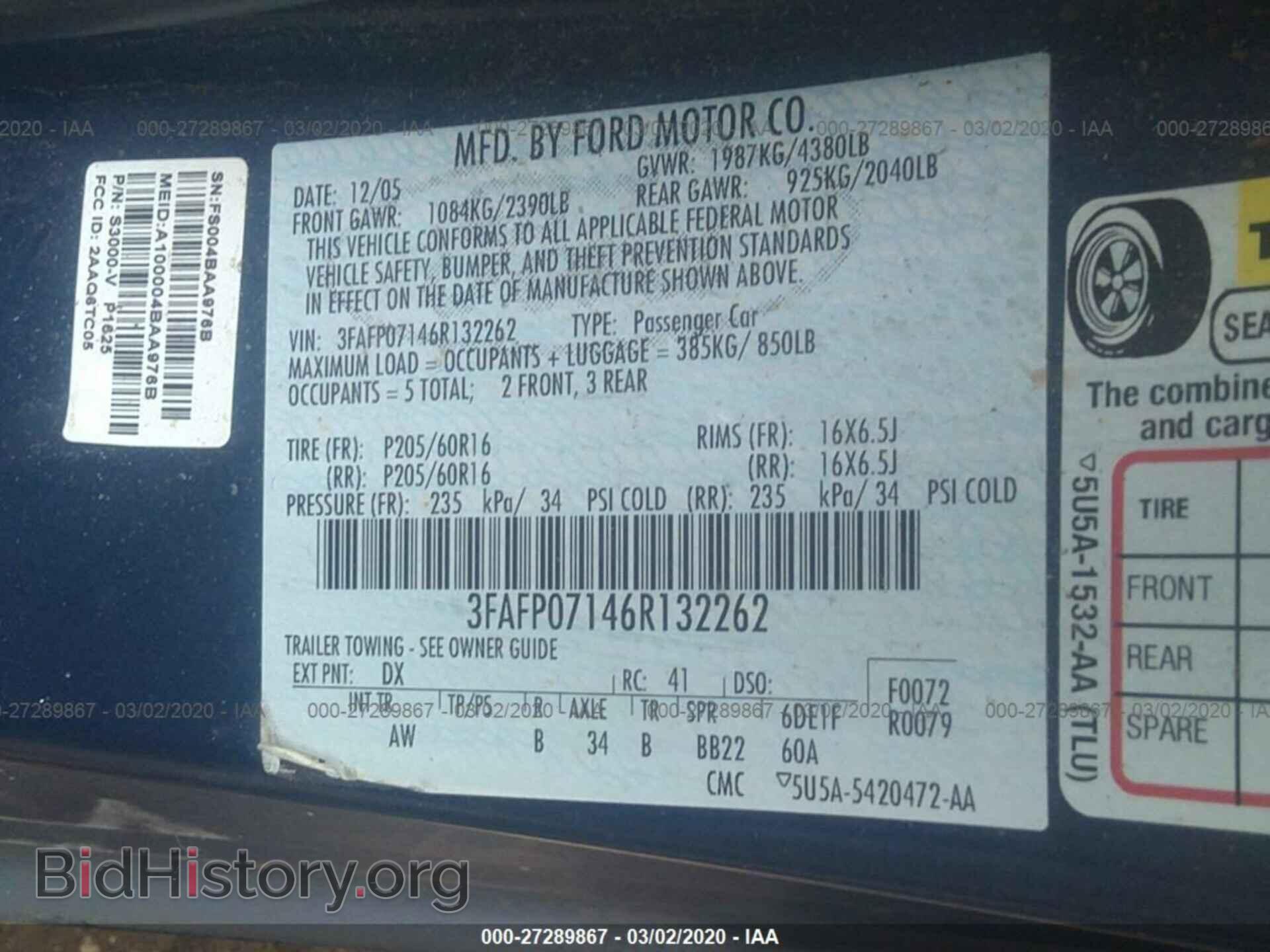 2006 FORD FUSION - VIN: 3FAFP07146R132262 - Фото 9