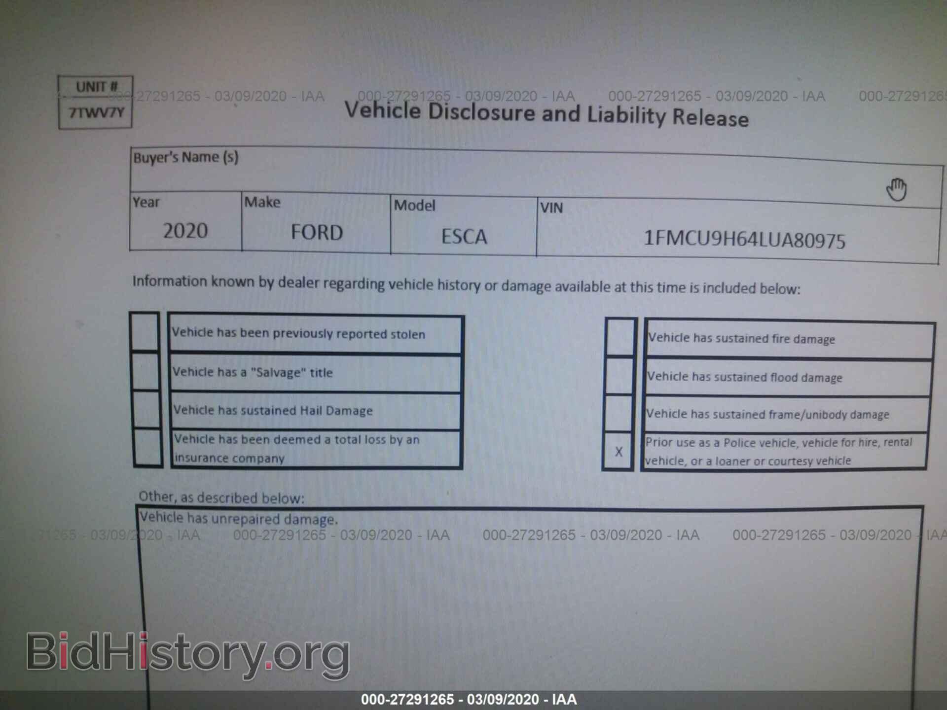 2020 FORD ESCAPE - VIN: 1FMCU9H64LUA80975 - Photo 6