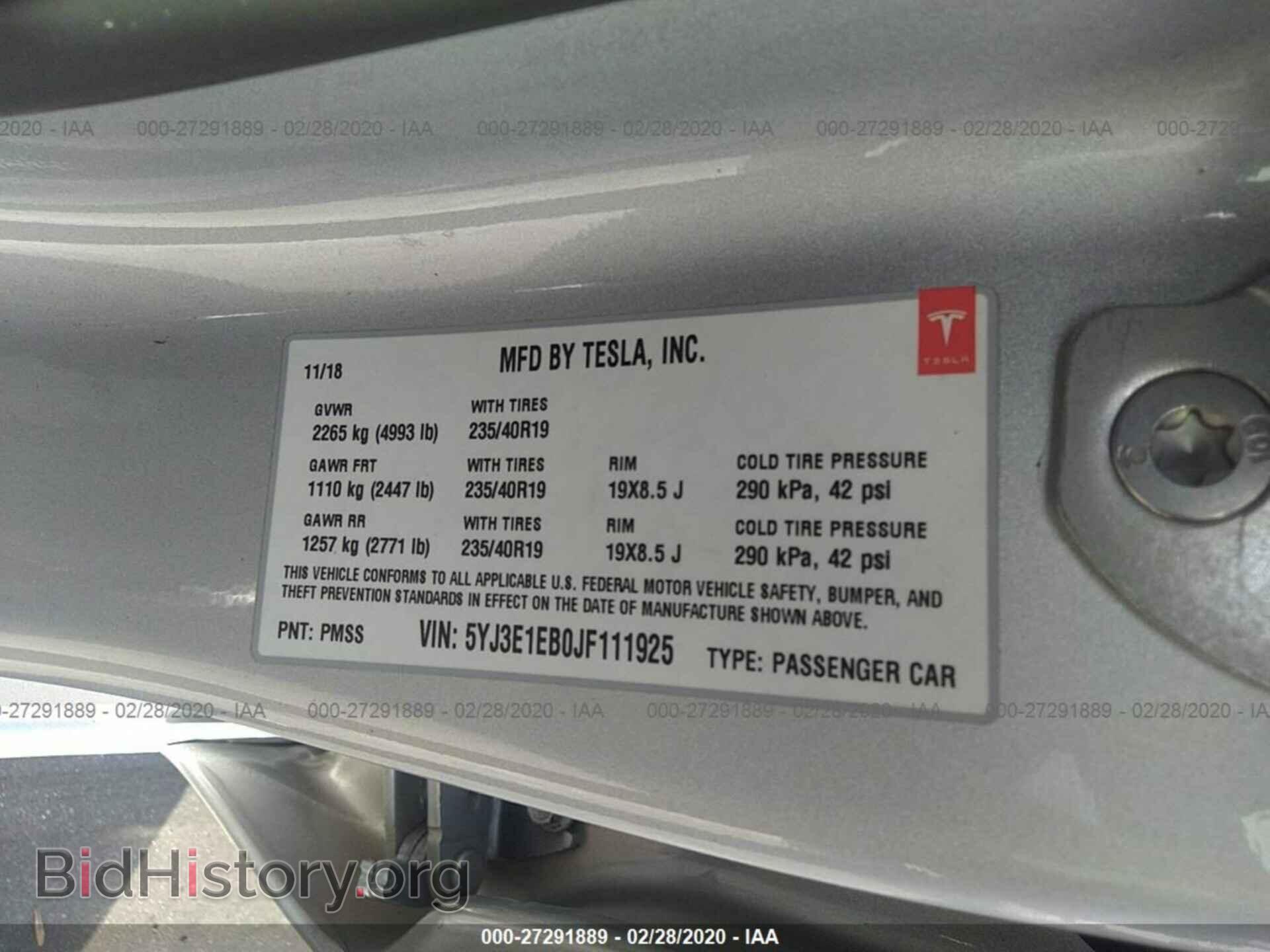 2018 TESLA MODEL 3 - VIN: 5YJ3E1EB0JF111925 - Photo 9