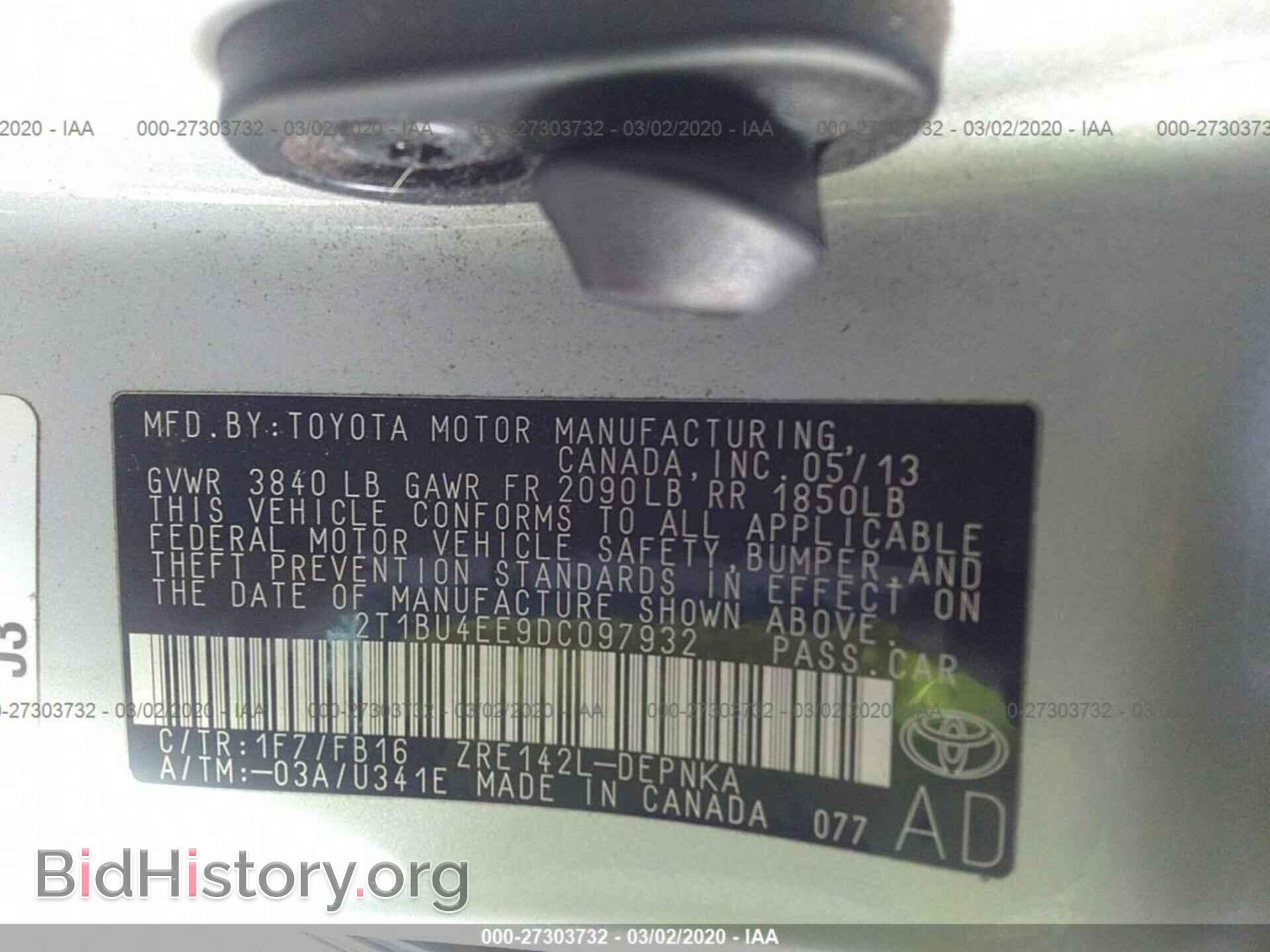 2013 TOYOTA COROLLA - VIN: 2T1BU4EE9DC097932 - Фото 9