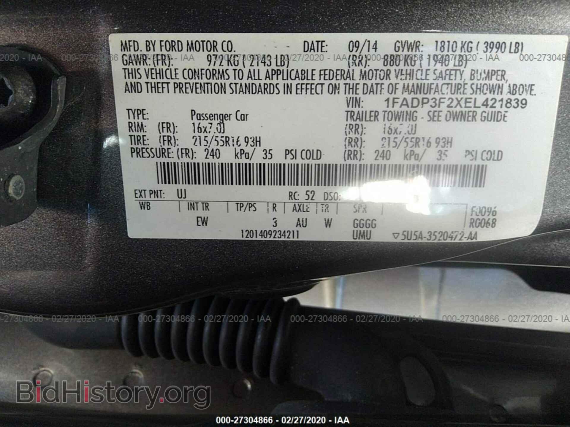 2014 FORD FOCUS - VIN: 1FADP3F2XEL421839 - Фото 9