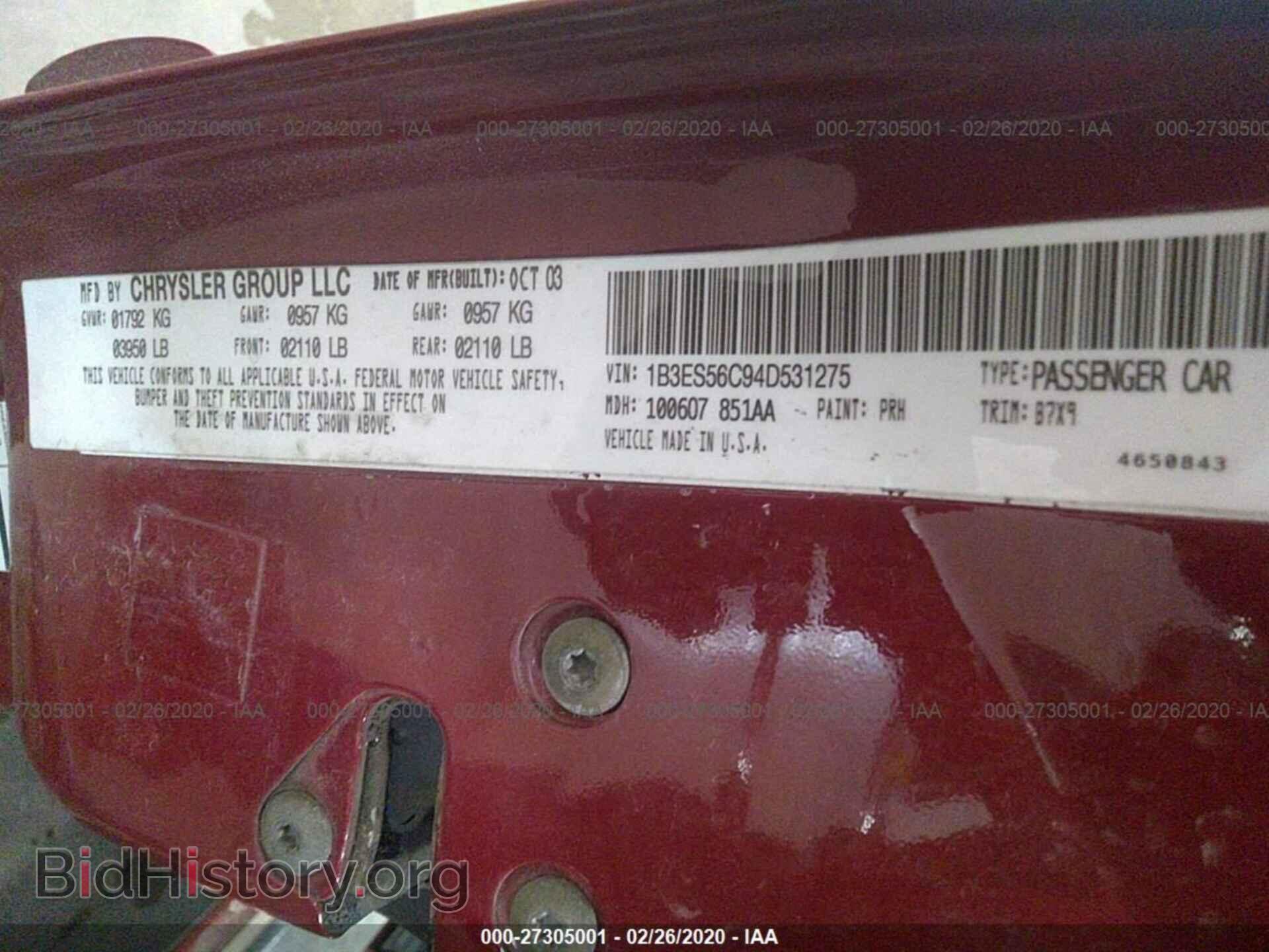 2004 DODGE NEON - VIN: 1B3ES56C94D531275 - Фото 9