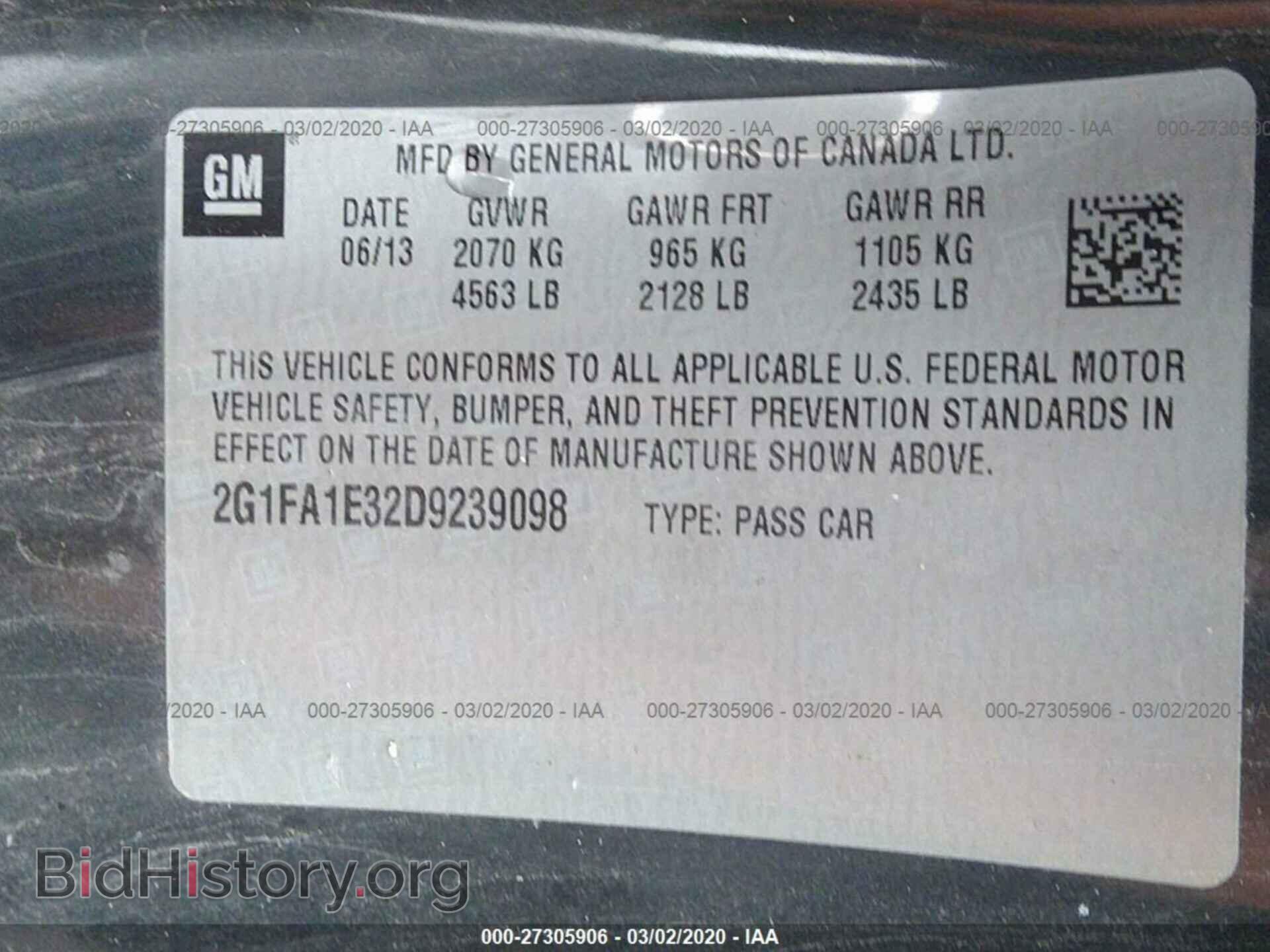 2013 CHEVROLET CAMARO - VIN: 2G1FA1E32D9239098 - Фото 9
