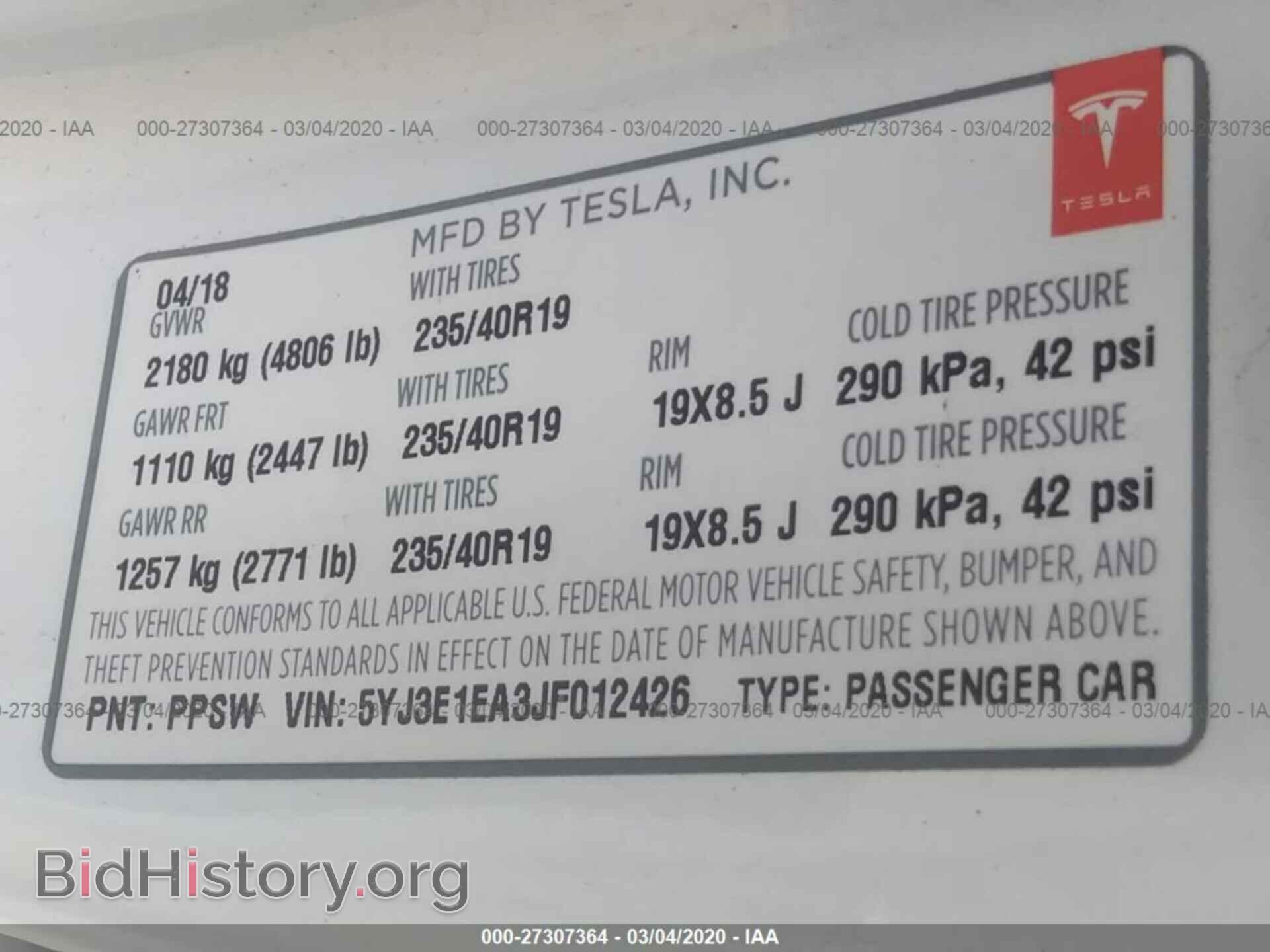 2018 TESLA MODEL 3 - VIN: 5YJ3E1EA3JF012426 - Photo 9