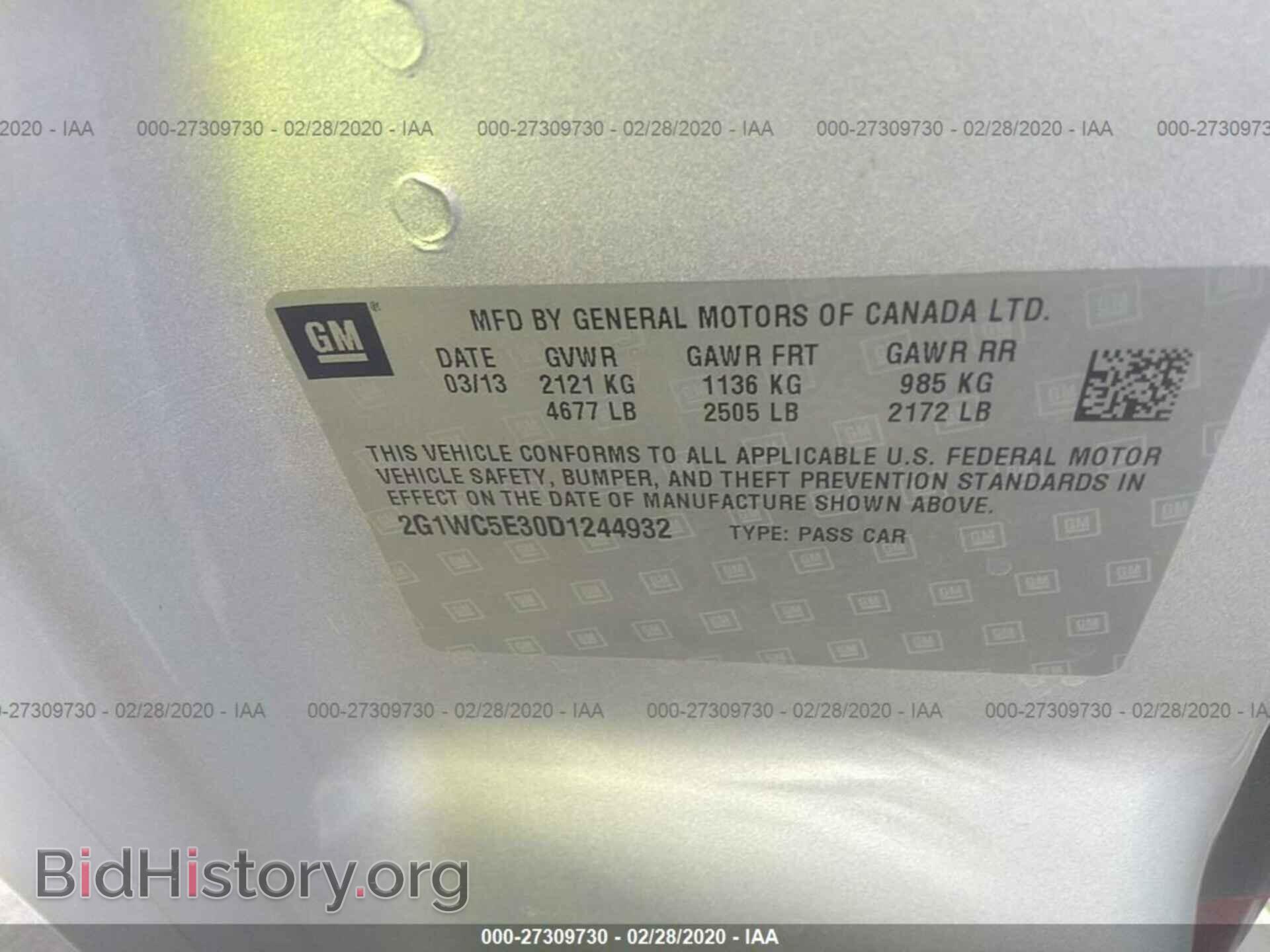 2013 CHEVROLET IMPALA - VIN: 2G1WC5E30D1244932 - Фото 9