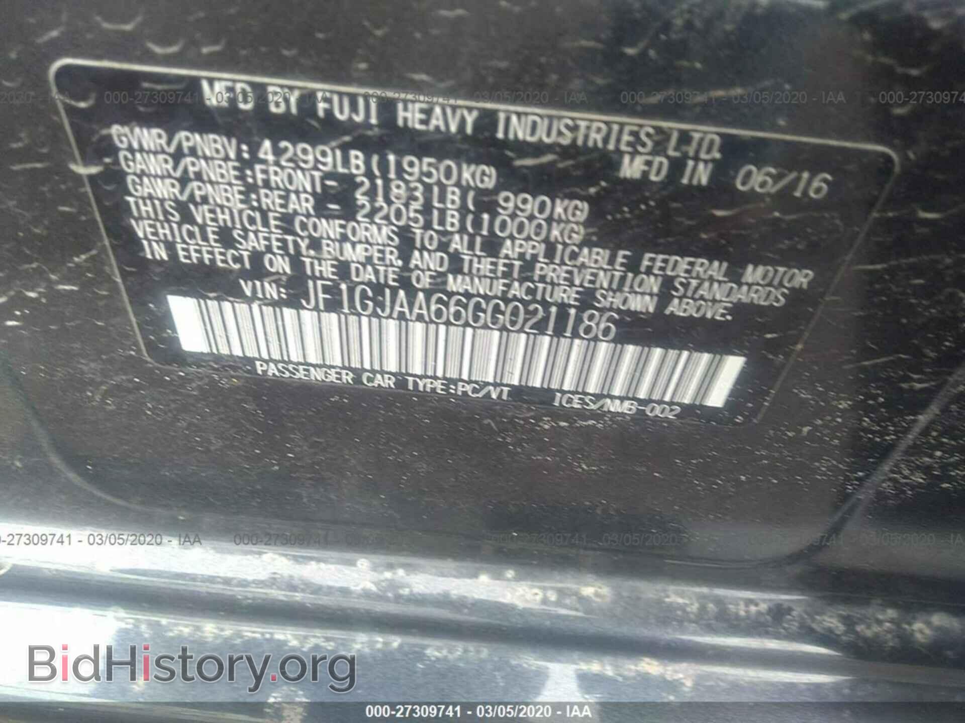 2016 SUBARU IMPREZA - VIN: JF1GJAA66GG021186 - Фото 9