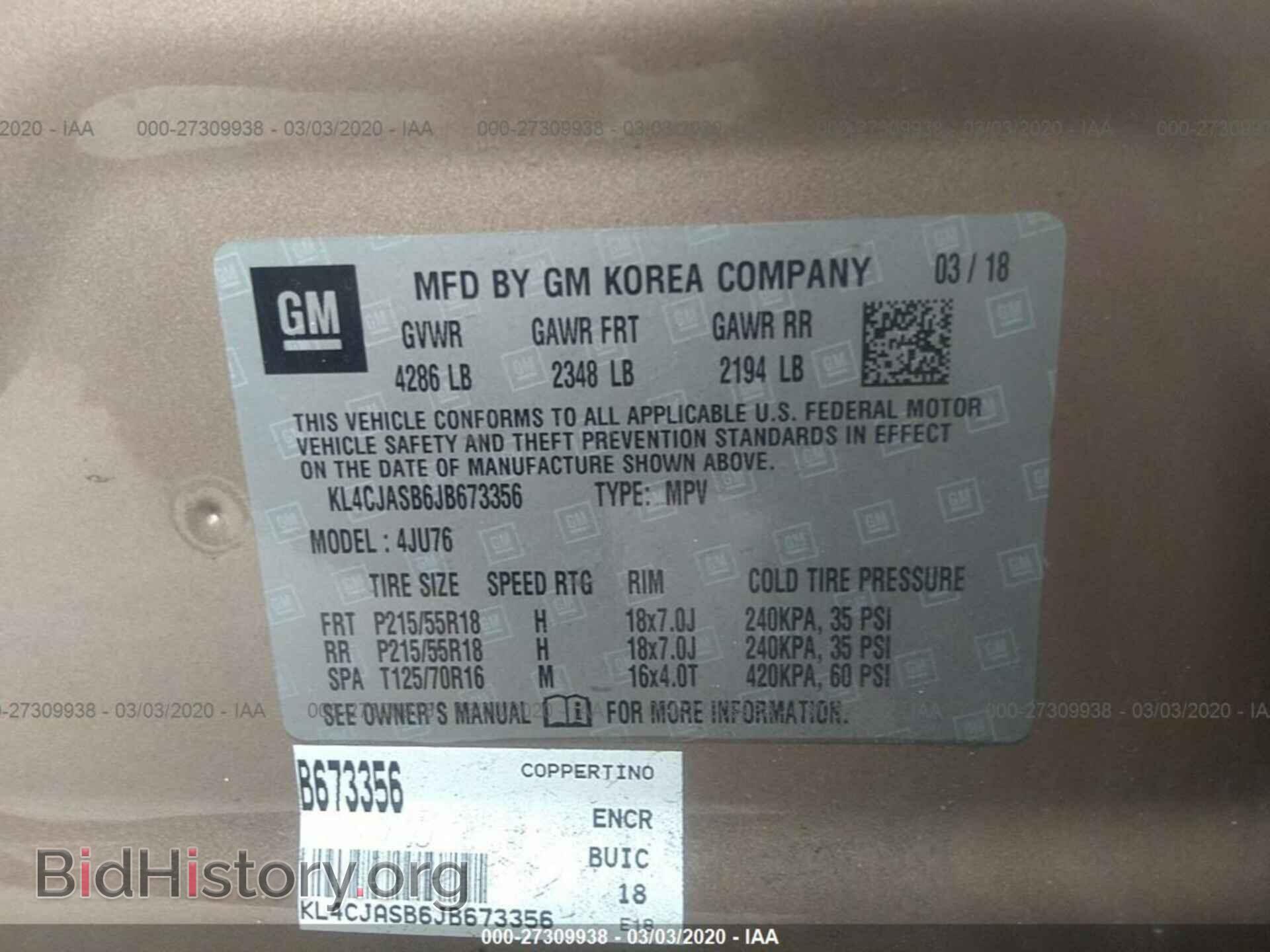 2018 BUICK ENCORE - VIN: KL4CJASB6JB673356 - Photo 9