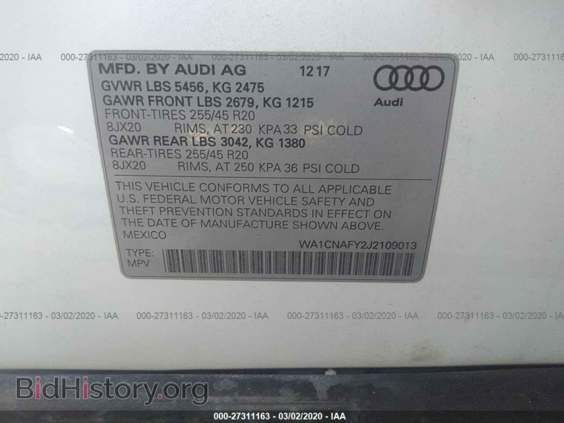 2018 AUDI Q5 - VIN: WA1CNAFY2J2109013 - Фото 9