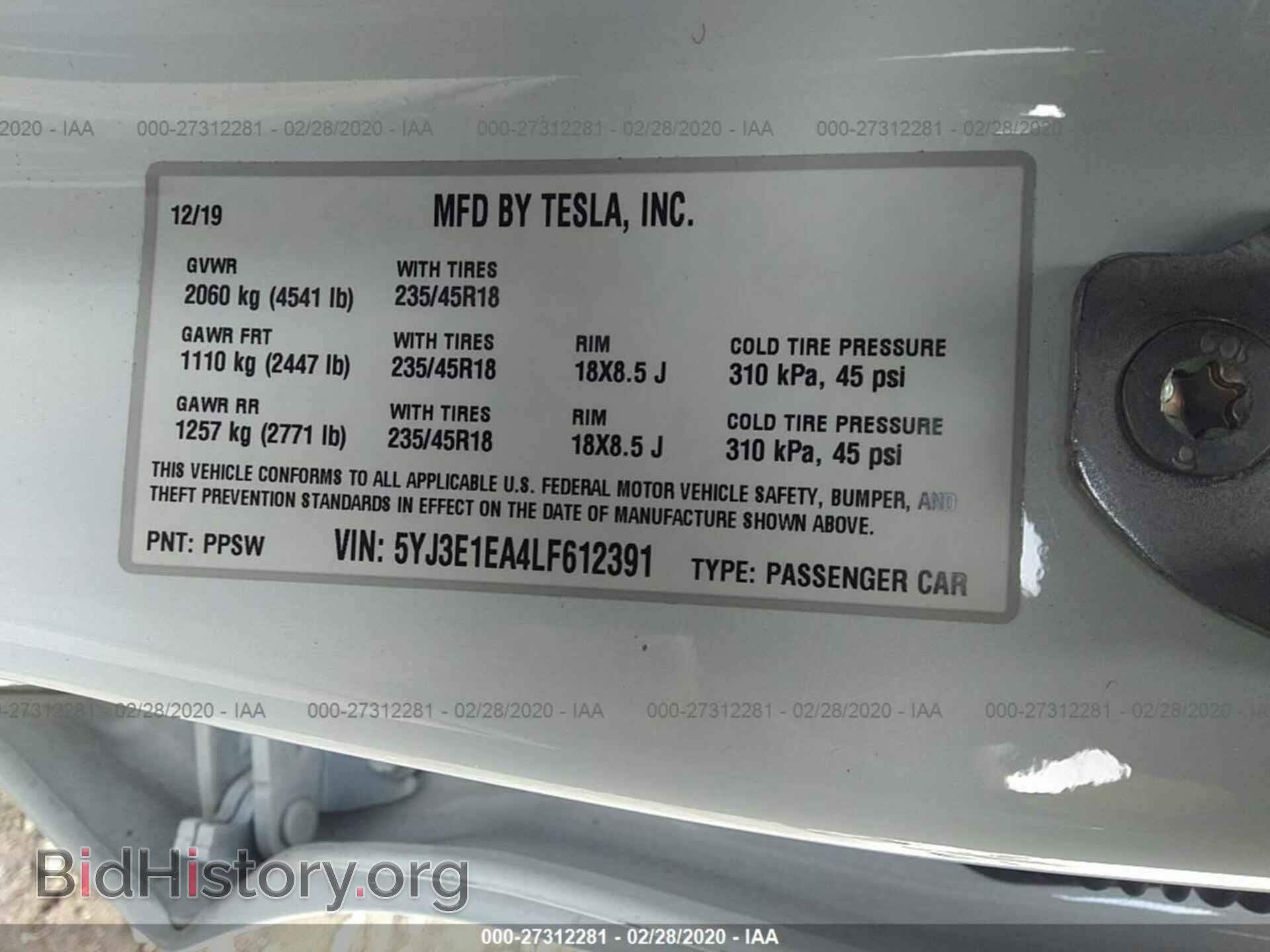2020 TESLA MODEL 3 - VIN: 5YJ3E1EA4LF612391 - Photo 9