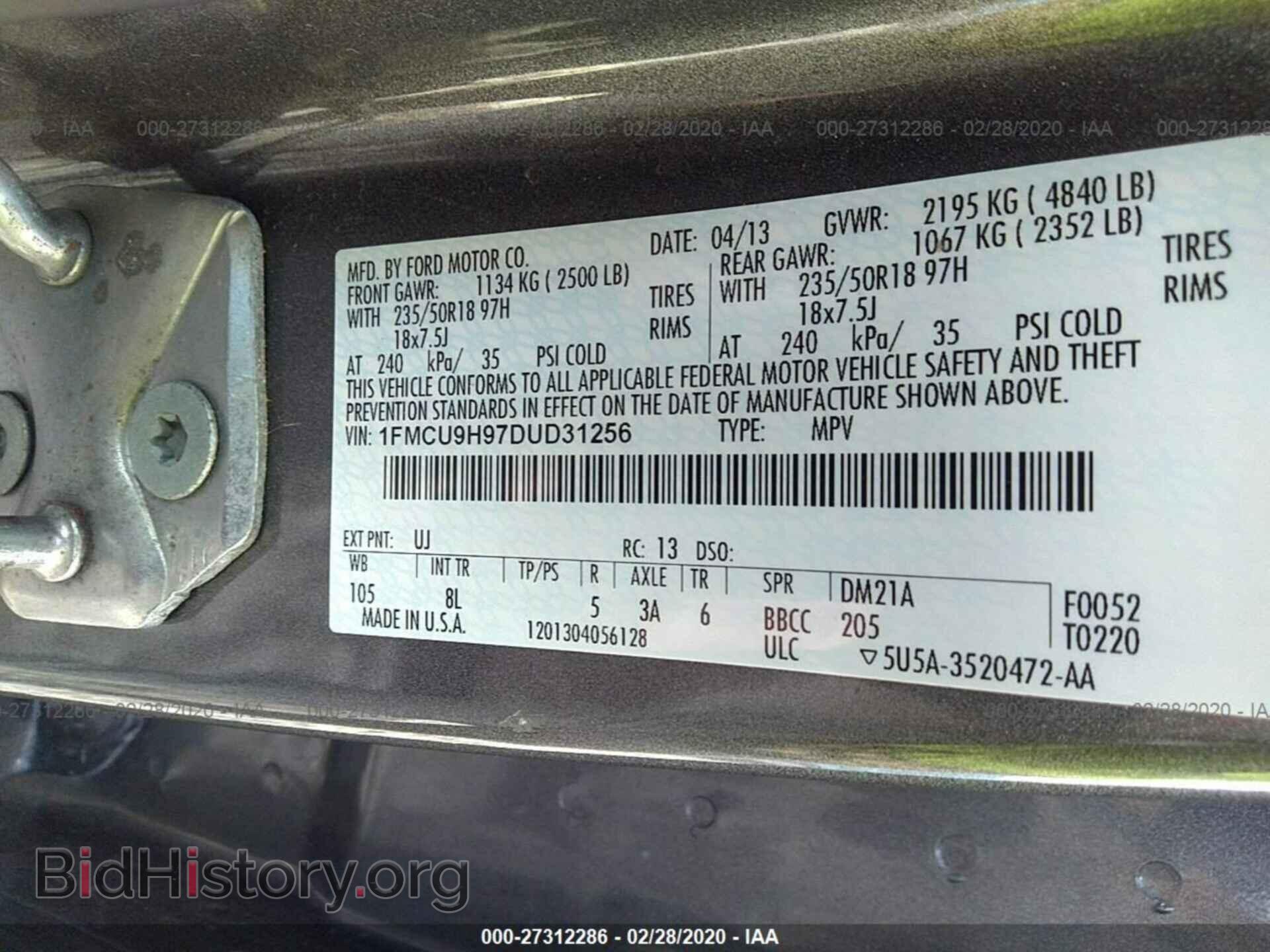 2013 FORD ESCAPE - VIN: 1FMCU9H97DUD31256 - Photo 9