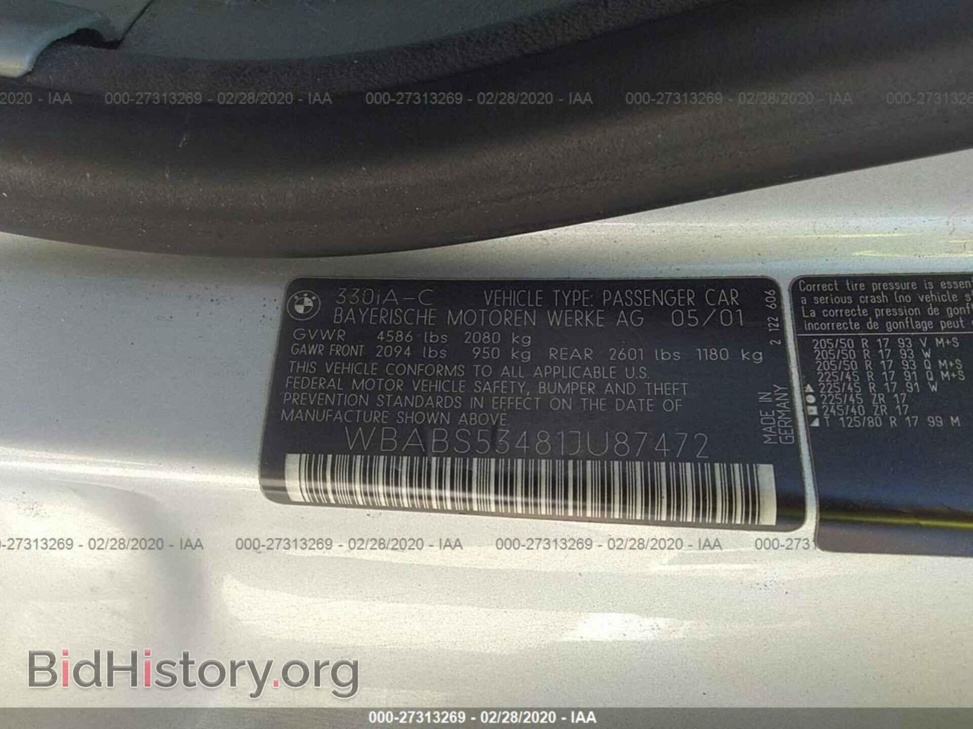 2001 BMW 330 - VIN: WBABS53481JU87472 - Photo 9