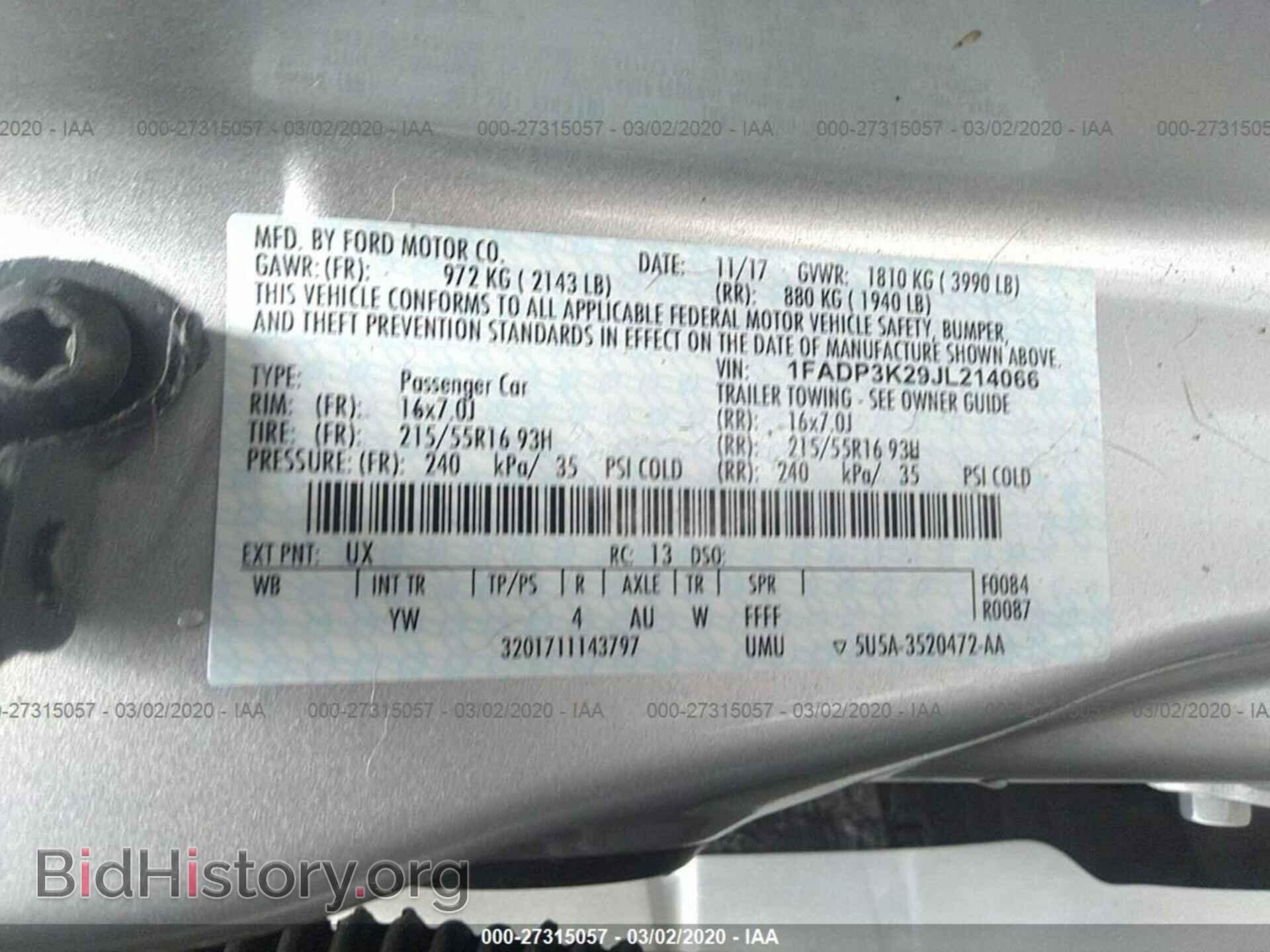 2018 FORD FOCUS - VIN: 1FADP3K29JL214066 - Фото 9