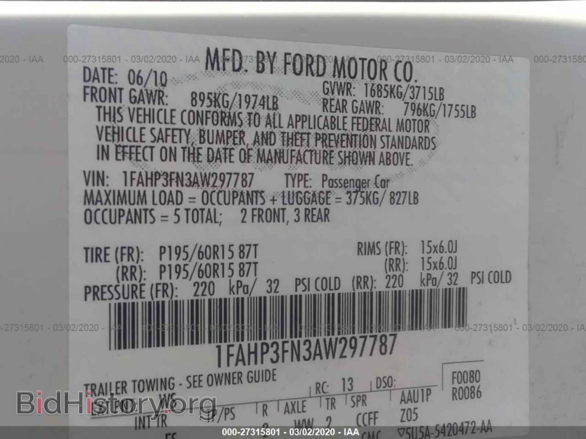 2010 FORD FOCUS - VIN: 1FAHP3FN3AW297787 - Фото 9