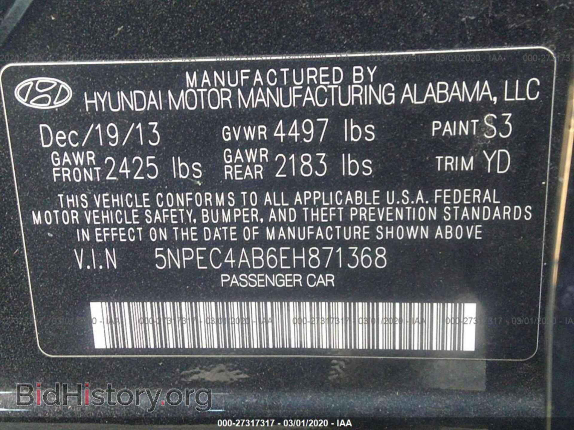 2014 HYUNDAI SONATA - VIN: 5NPEC4AB6EH871368 - Фото 9