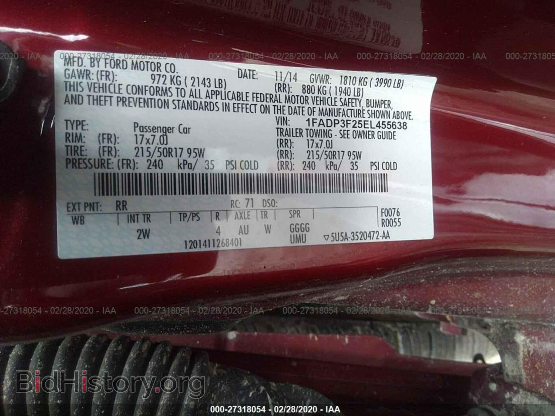 2014 FORD FOCUS - VIN: 1FADP3F25EL455638 - Фото 9
