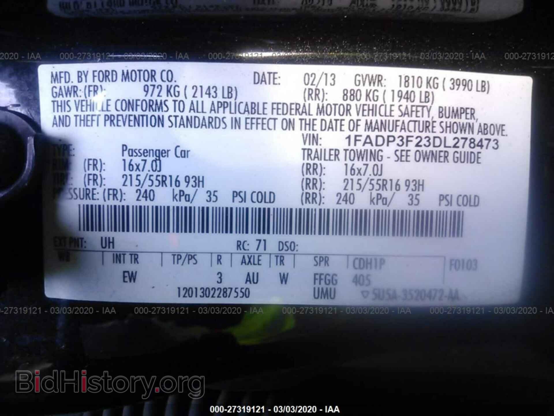 2013 FORD FOCUS - VIN: 1FADP3F23DL278473 - Фото 9