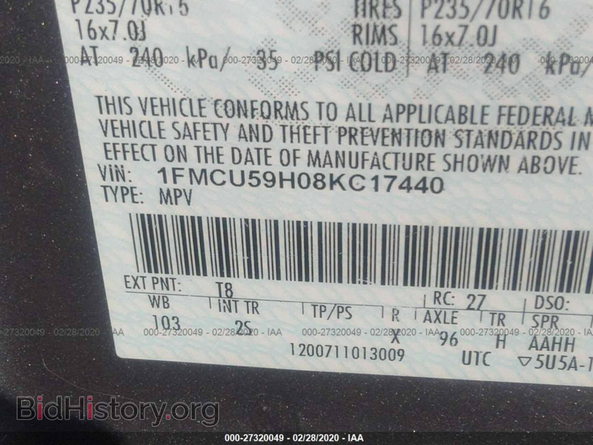 2008 FORD ESCAPE - VIN: 1FMCU59H08KC17440 - Фото 9